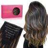 WENNALIFE Seamless Clip In Hair Extensions, 16 Inch 130g 7pcs Natural Black Mixed Chestnut Brown Hair Extensions Clip in Human Hair Invisible PU Skin Weft Natural Remy Human Hair Extensions