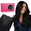 WENNALIFE Seamless Clip In Hair Extensions, 18 Inch 130g 7pcs Jet Black Hair Extensions Clip in Human Hair Invisible PU Skin Weft Natural Remy Human