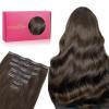 WENNALIFE Seamless Clip In Hair Extensions, 18 Inch 130g 7pcs Light Dark Brown Hair Extensions Clip in Human Hair Invisible PU Skin Weft Natural Remy Human Hair Extensions