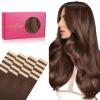 WENNALIFE Tape in Hair Extensions Human Hair, 20pcs 50g 18 inch Chocolate Brown Remy Hair Extensions Straight Human Hair Tape in Extensions Skin Weft Tape Extensions Human Hair