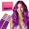 WENNALIFE Tape in Hair Extensions Human Hair Purple Tape in Extensions, 10pcs 25g 18 inch Remy Invisible Tape Ins Straight Colored Soft Real Human Hair Tape in Extensions Refill Set Extensions