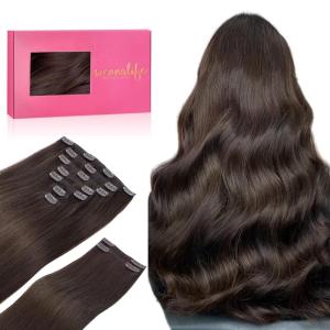 Light Dark Brown (2A) Clip in Hair Extensions (150g)