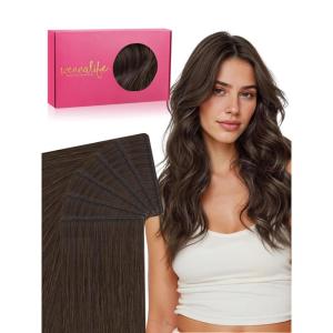 WENNALIFE 8cm Tape in Hair Extensions Real Human Hair, Tape Weft Hair Extensions Human Hair 18 Inch 50g 10pcs Dark Brown Luxury Remy Hair Straight Extensiones De Cabello Hmano(#4 Chocolate Brown)
