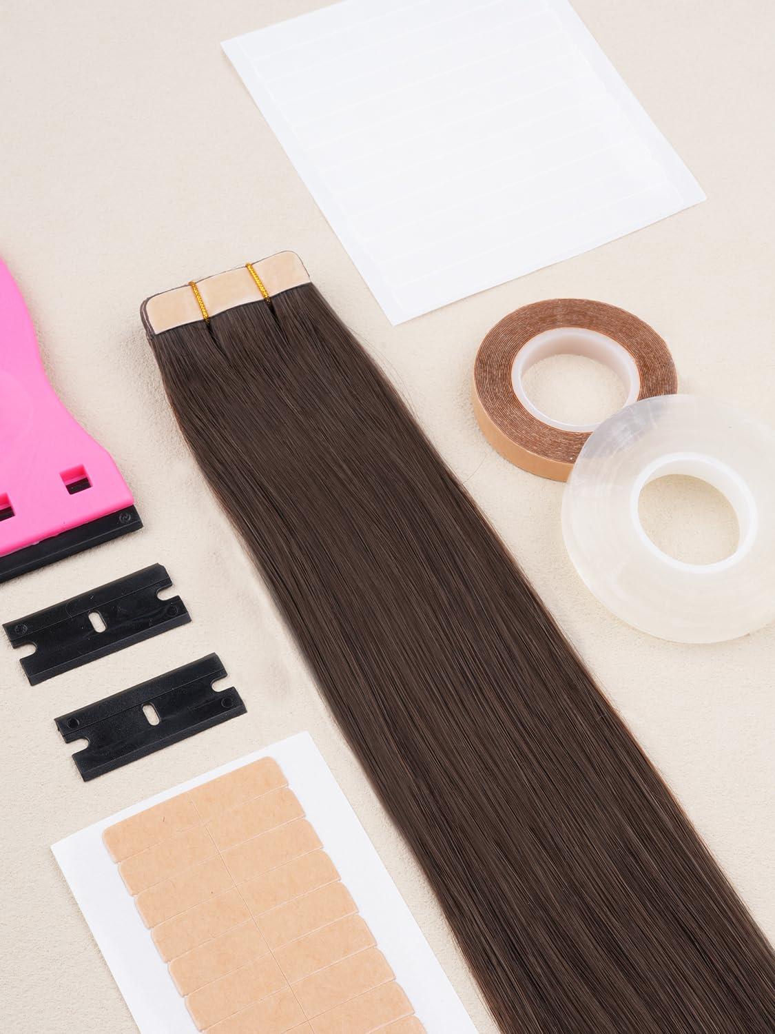 imageWENNALIFE 4 Dark Brown Replacement Clips for Clip in Hair Extensions Sturdy for Wire Hair Stainless Steel8cm Wide Tape