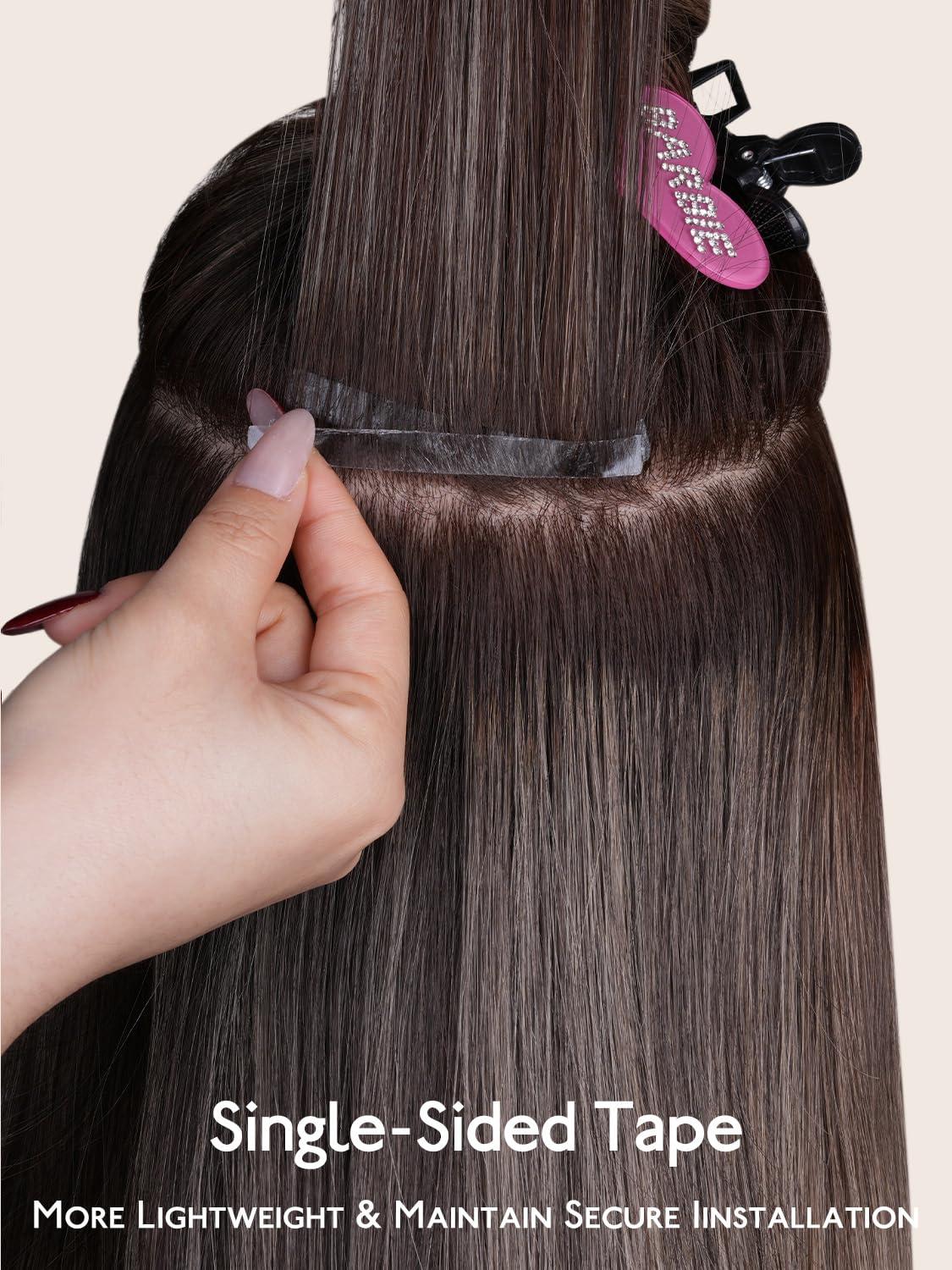 imageWENNALIFE Dark Brown Invisible Elastic Wire for Wire Hair Extensions 8 Dark Brown Adjustable Fish Line 7 Inch 8 Inch 9 Inch and 10 Inch with 4 Dark Brown Stainless Steel Clips8cm Wide Tape