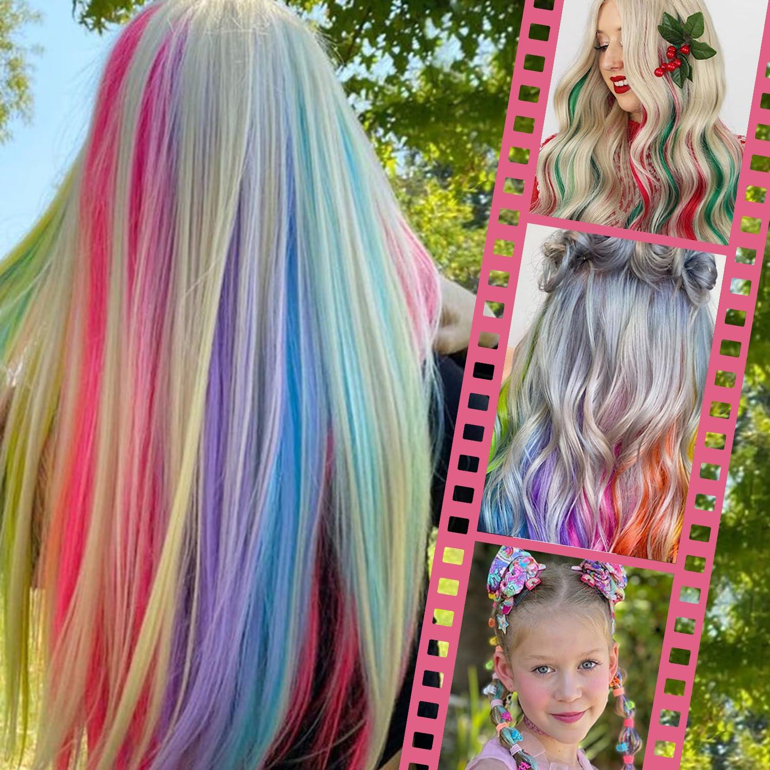 imageWENNALIFE Hair Tinsel Clip In for Girls Champagne 6pcs 24 inch Hair Tinsel Clips Tinsel Hair Extensions Clip in Colorful Glitter Tinsel Hair Clips Sparkle Fairy Hair Accessories for Kids12Hot Pink
