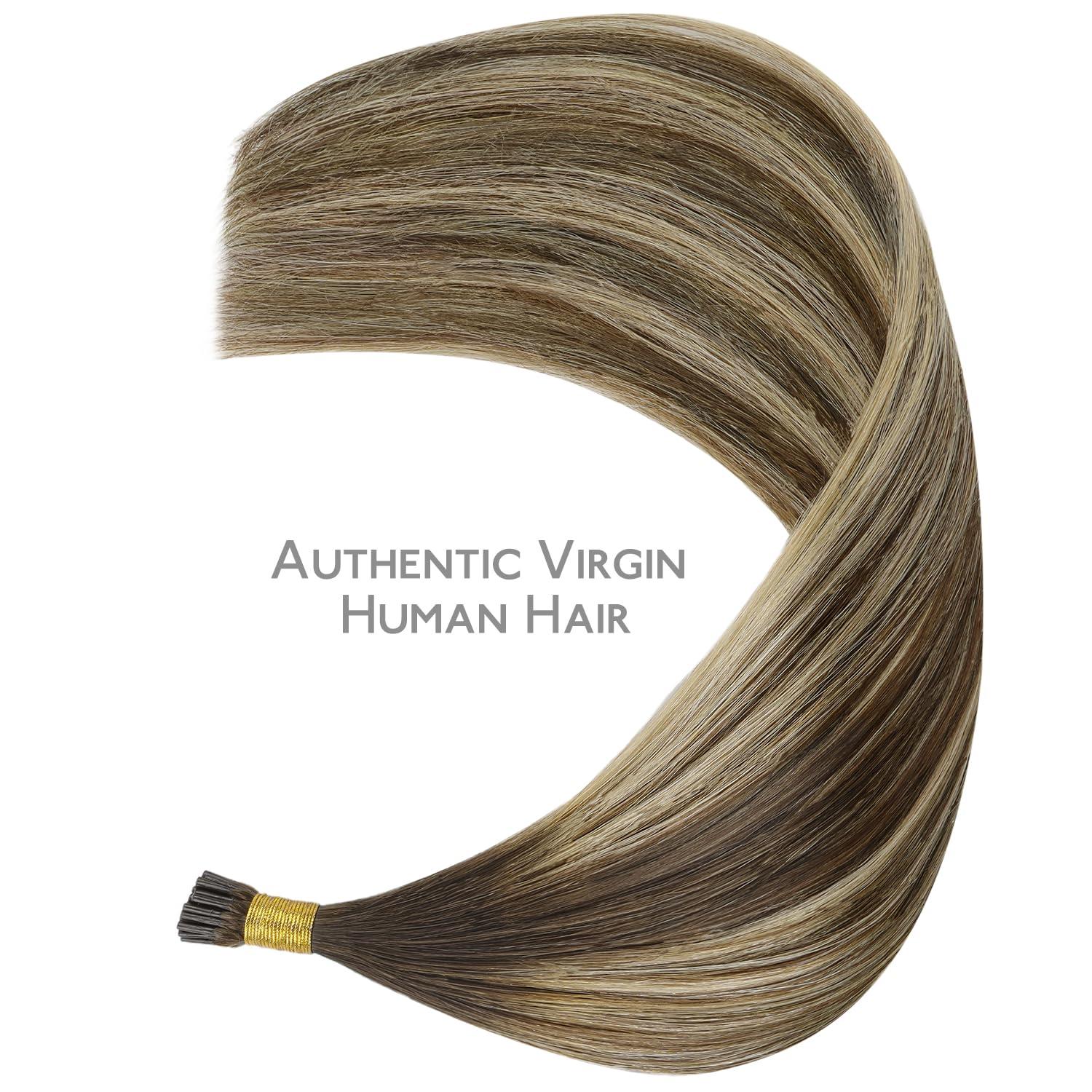 imageWENNALIFE I Tip Hair Extensions Human Hair 50g 100s 14 Inch Auburn Ginger Remy Itip Human Hair Extensions Invisible Itips Straight I Tips Fusion Extensions Real Human HairI4264 Balayage Chocolate Brown to Honey Blonde