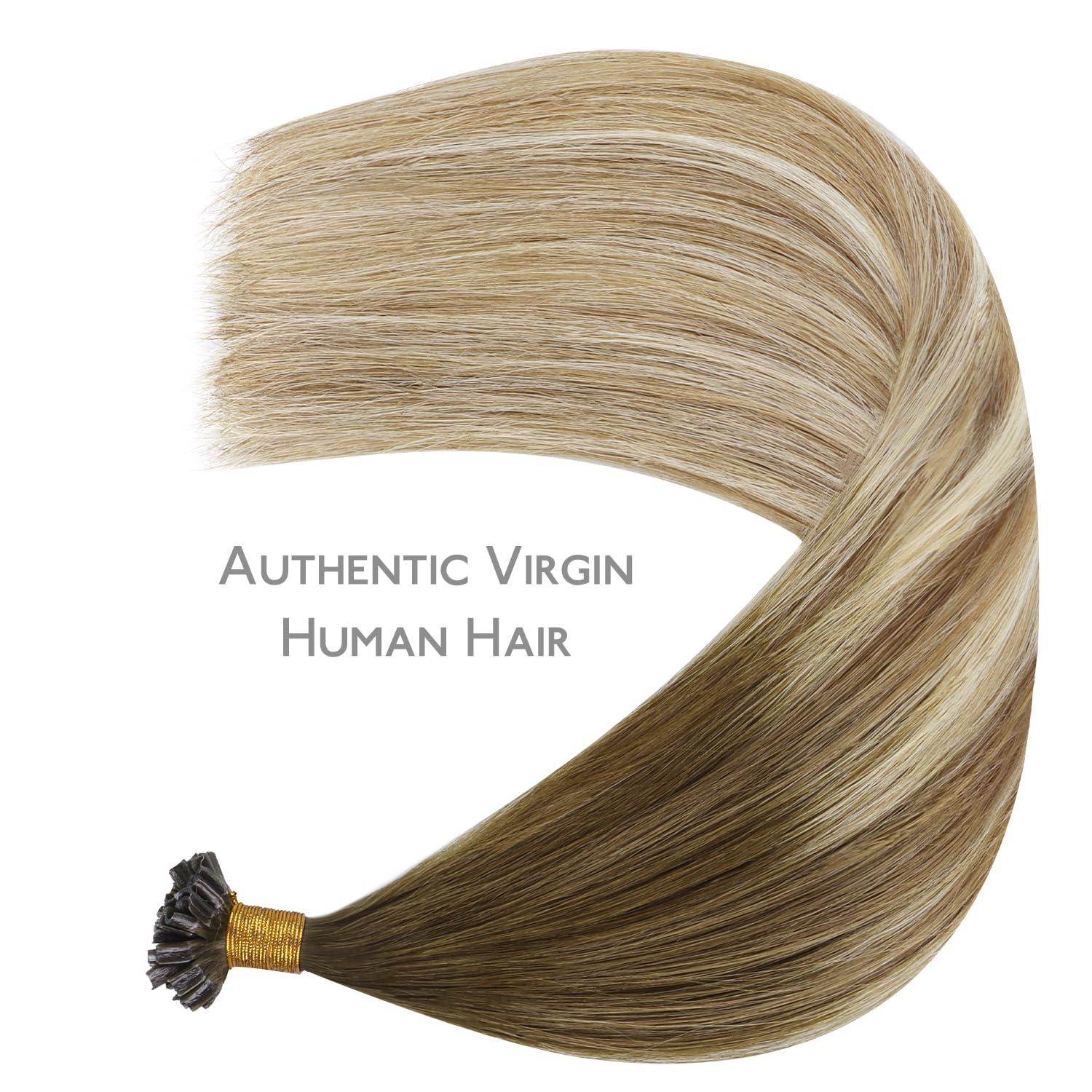 imageWENNALIFE I Tip Hair Extensions Human Hair 50g 100s 14 Inch Auburn Ginger Remy Itip Human Hair Extensions Invisible Itips Straight I Tips Fusion Extensions Real Human HairU38613 Ombre Walnut Brown to Ash Brown and Bleach Blonde