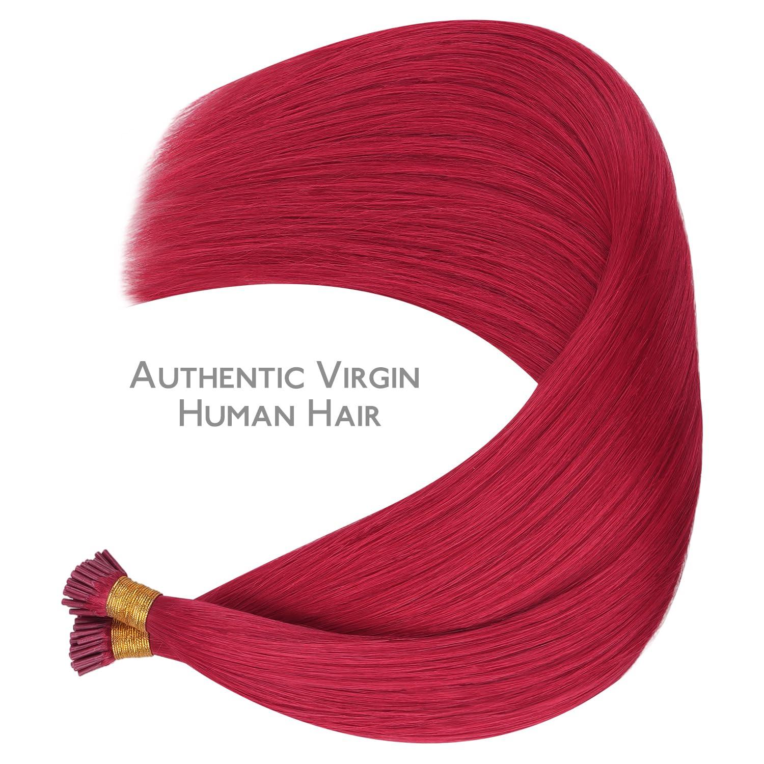 imageWENNALIFE I Tip Hair Extensions Human Hair 50g 100s 14 Inch Auburn Ginger Remy Itip Human Hair Extensions Invisible Itips Straight I Tips Fusion Extensions Real Human HairIRed