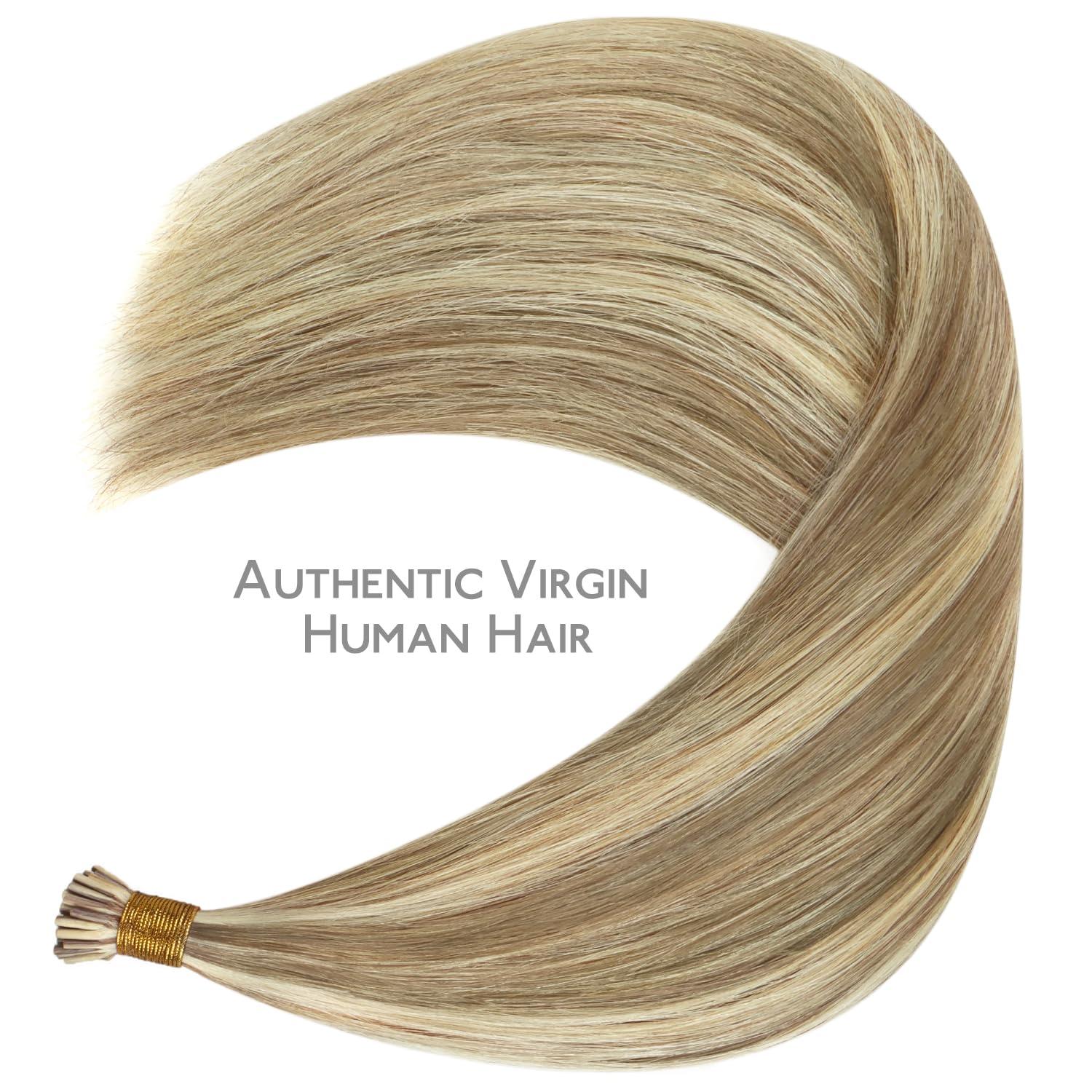 imageWENNALIFE I Tip Hair Extensions Human Hair 50g 100s 14 Inch Auburn Ginger Remy Itip Human Hair Extensions Invisible Itips Straight I Tips Fusion Extensions Real Human HairI8B60B Ash Brown with Platinum Blonde Highlights