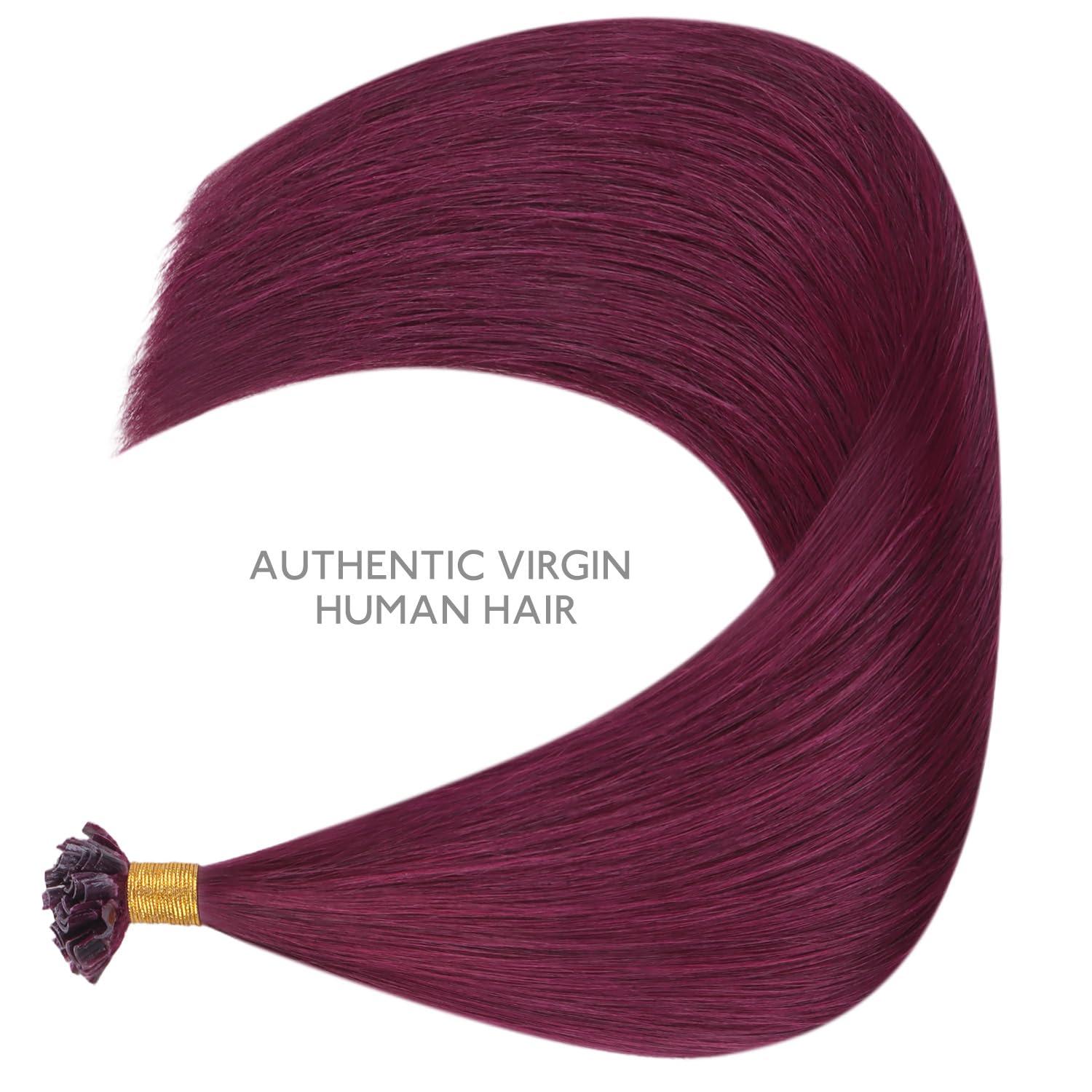 imageWENNALIFE I Tip Hair Extensions Human Hair 50g 100s 14 Inch Auburn Ginger Remy Itip Human Hair Extensions Invisible Itips Straight I Tips Fusion Extensions Real Human HairU530 Light Burgundy