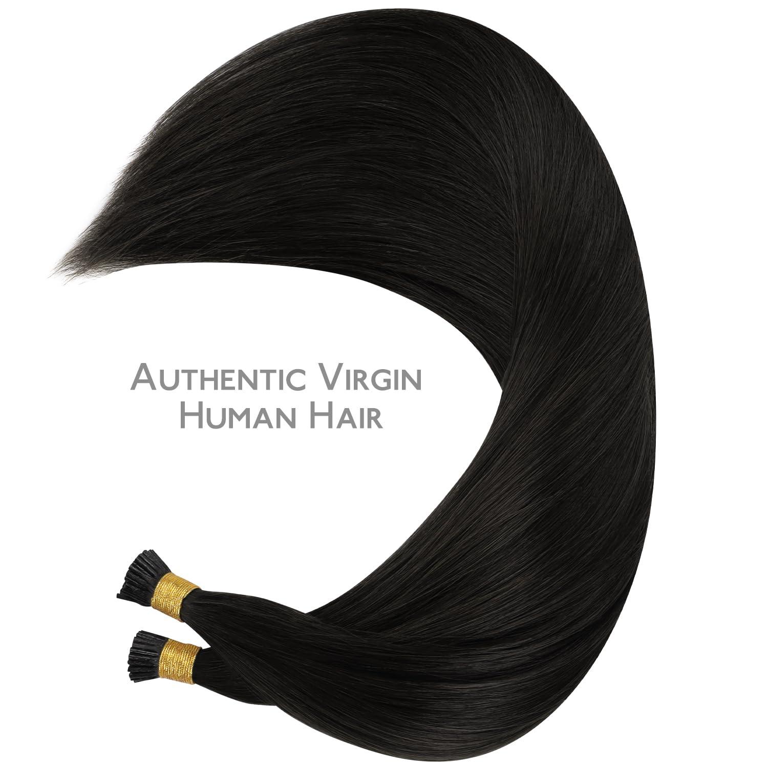 imageWENNALIFE I Tip Hair Extensions Human Hair 50g 100s 14 Inch Auburn Ginger Remy Itip Human Hair Extensions Invisible Itips Straight I Tips Fusion Extensions Real Human HairI1B Natural Black