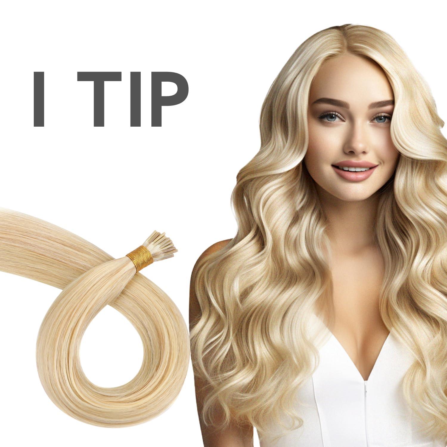 imageWENNALIFE I Tip Hair Extensions Human Hair 50g 100s 14 Inch Auburn Ginger Remy Itip Human Hair Extensions Invisible Itips Straight I Tips Fusion Extensions Real Human HairI18A613A Dirty Blonde Highlighted Bleach Blonde