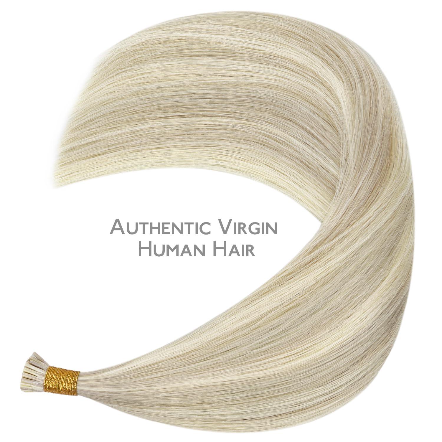 imageWENNALIFE I Tip Hair Extensions Human Hair 50g 100s 14 Inch Auburn Ginger Remy Itip Human Hair Extensions Invisible Itips Straight I Tips Fusion Extensions Real Human HairI17A60A Ash Blonde Highlighted Platinum Blonde
