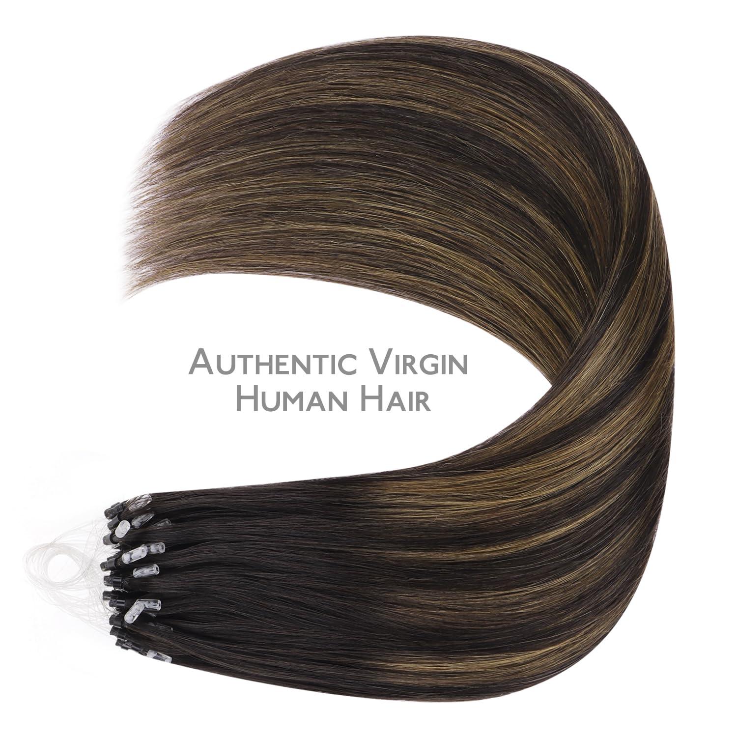 imageWENNALIFE I Tip Hair Extensions Human Hair 50g 100s 14 Inch Auburn Ginger Remy Itip Human Hair Extensions Invisible Itips Straight I Tips Fusion Extensions Real Human HairM262 Balayage Dark Brown Mixed Chestnut Brown