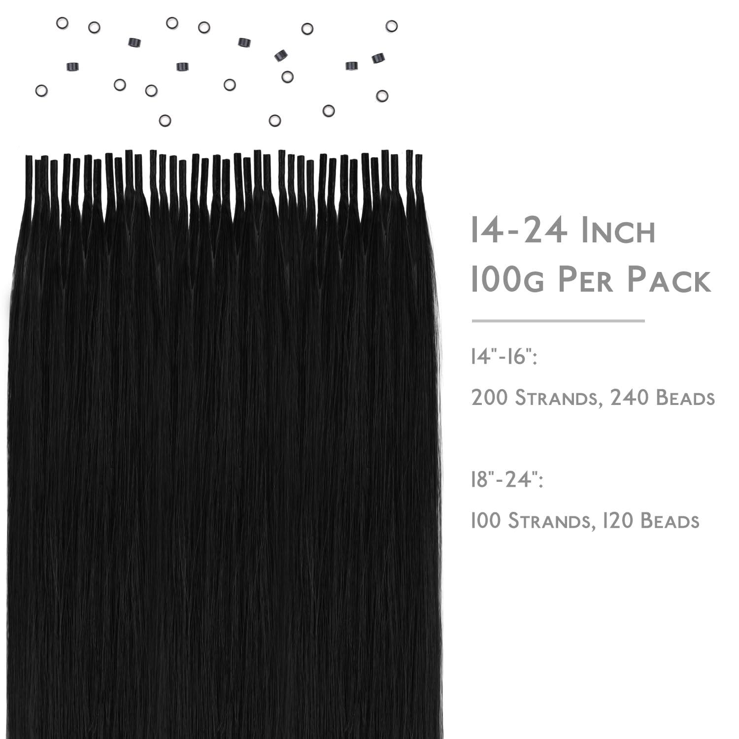 imageWENNALIFE I Tip Hair Extensions Human Hair 50g 100s 14 Inch Auburn Ginger Remy Itip Human Hair Extensions Invisible Itips Straight I Tips Fusion Extensions Real Human HairI1 Jet Black