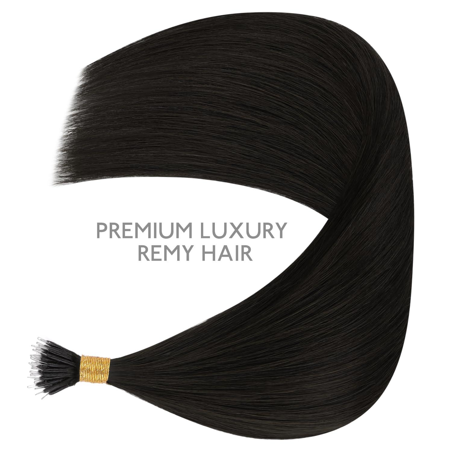 imageWENNALIFE I Tip Hair Extensions Human Hair 50g 50s 18 Inch Dark Brown Remy Itip Human Hair Extensions Invisible Itips Straight I Tips Fusion Extensions Real Human HairN1B Natural Black
