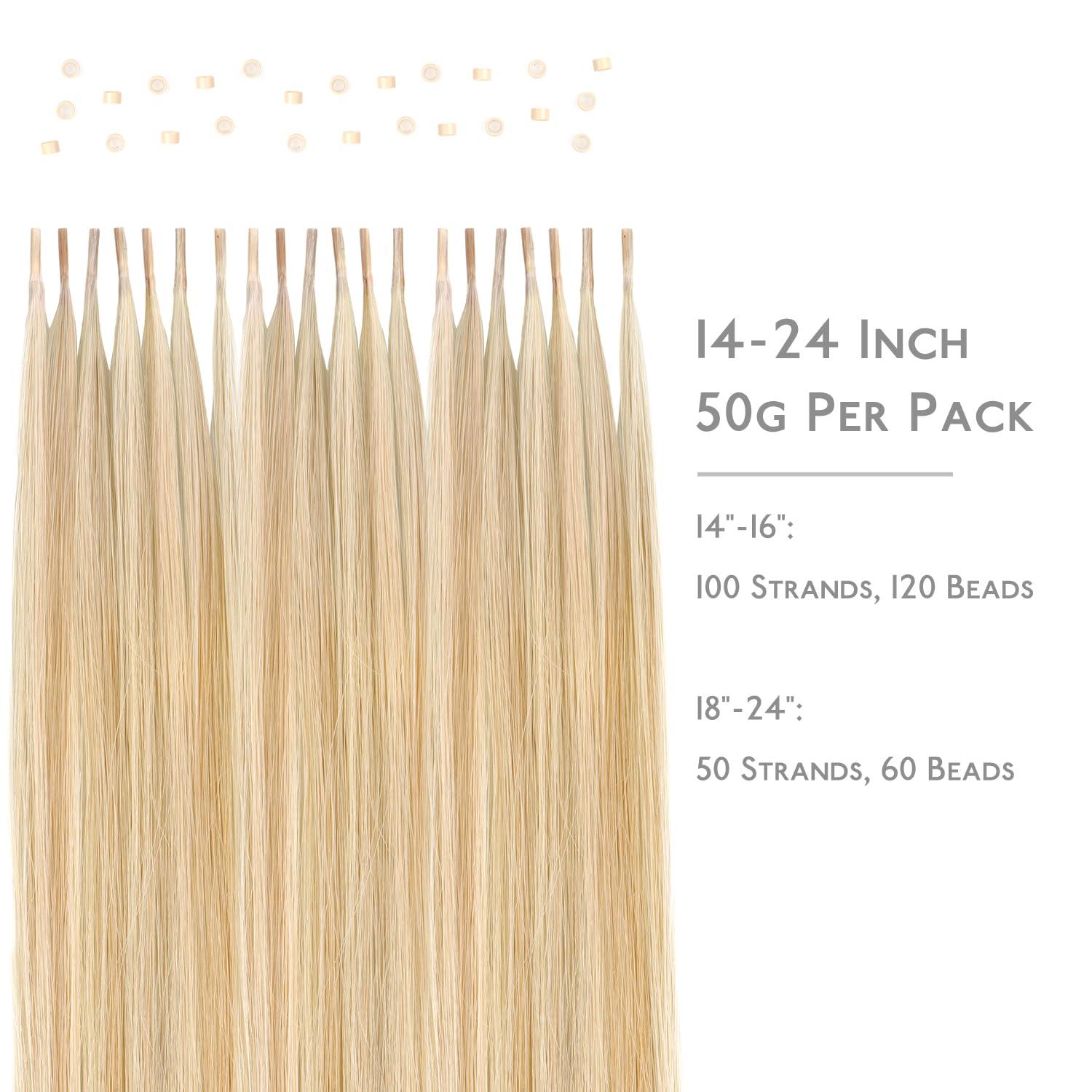 imageWENNALIFE I Tip Hair Extensions Human Hair 50g 50s 18 Inch Dark Brown Remy Itip Human Hair Extensions Invisible Itips Straight I Tips Fusion Extensions Real Human HairI18A613A Dirty Blonde Highlighted Bleach Blonde