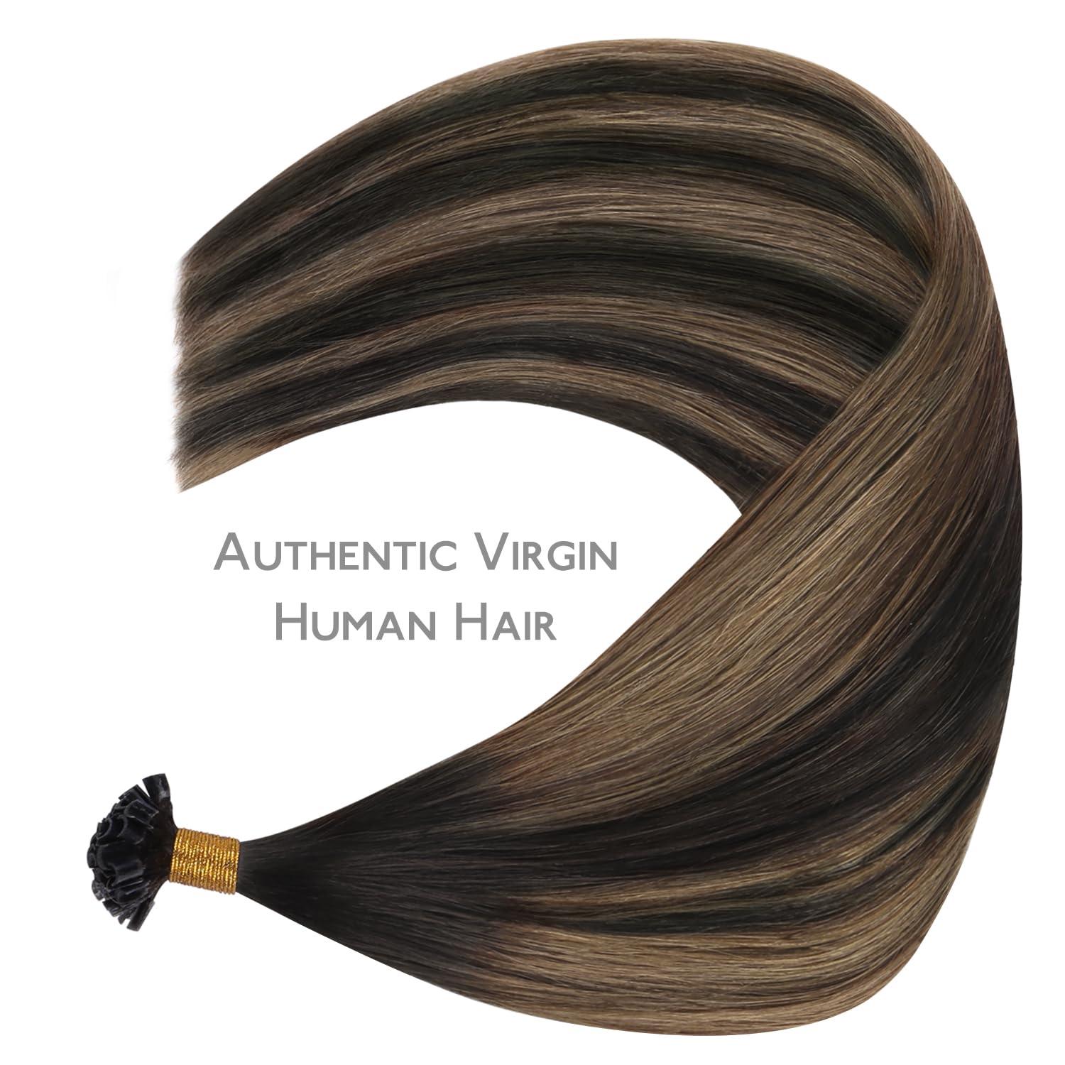 imageWENNALIFE I Tip Hair Extensions Human Hair 50g 50s 18 Inch Dark Brown Remy Itip Human Hair Extensions Invisible Itips Straight I Tips Fusion Extensions Real Human HairU262 Balayage Dark Brown Mixed Chestnut Brown