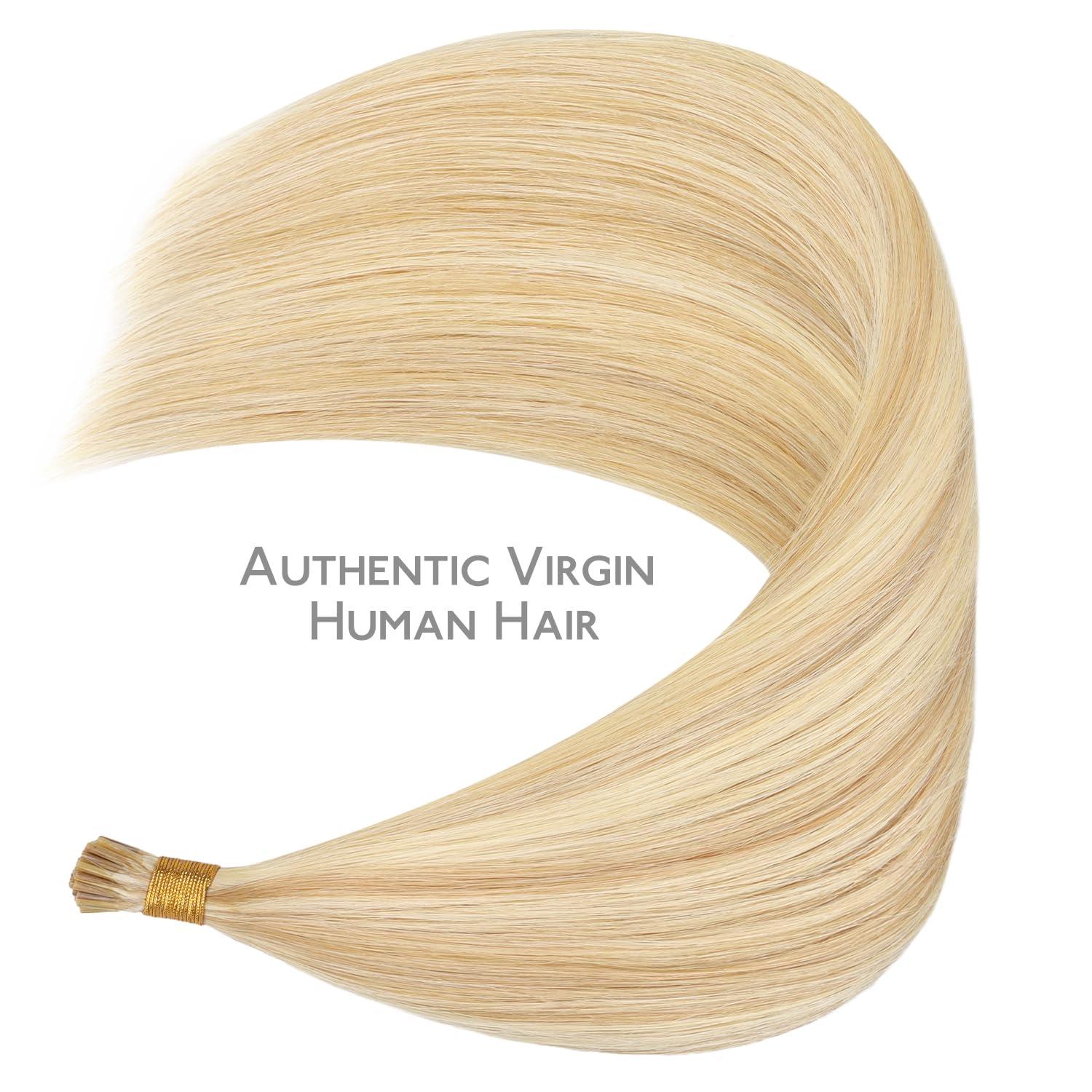 imageWENNALIFE I Tip Hair Extensions Human Hair 50g 50s 18 Inch Dark Brown Remy Itip Human Hair Extensions Invisible Itips Straight I Tips Fusion Extensions Real Human HairI18A613A Dirty Blonde Highlighted Bleach Blonde