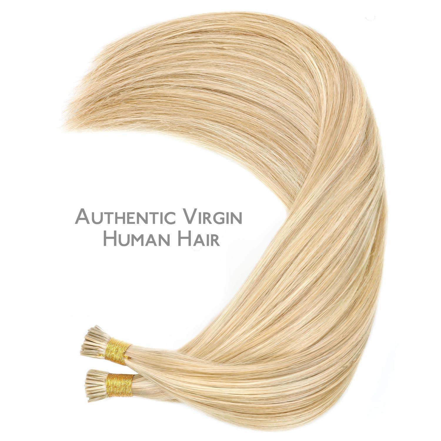 imageWENNALIFE I Tip Hair Extensions Human Hair 50g 50s 18 Inch Dark Brown Remy Itip Human Hair Extensions Invisible Itips Straight I Tips Fusion Extensions Real Human HairI18A613A Dirty Blonde Highlighted Bleach Blonde