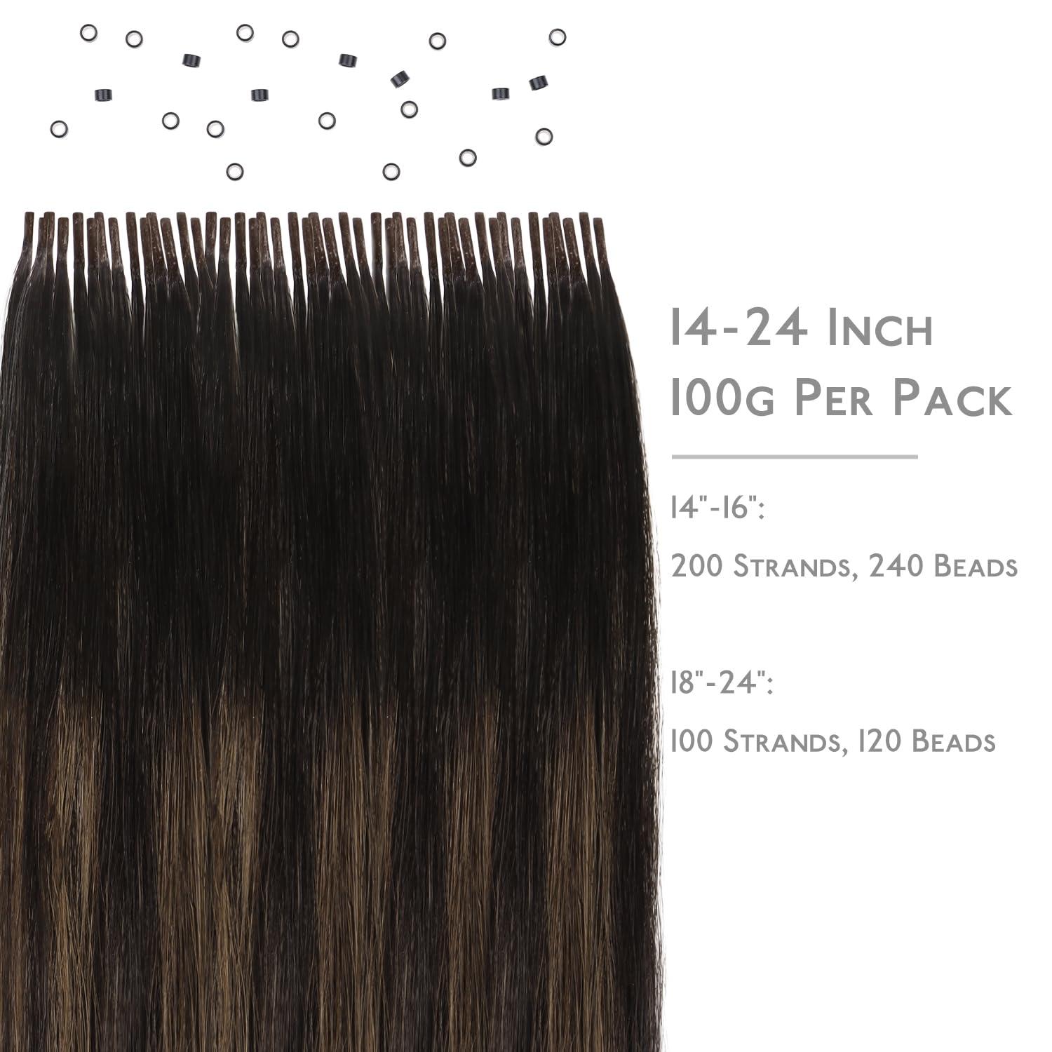 imageWENNALIFE I Tip Hair Extensions Human Hair 50g 50s 18 Inch Dark Brown Remy Itip Human Hair Extensions Invisible Itips Straight I Tips Fusion Extensions Real Human HairI262 Balayage Dark Brown Mixed Chestnut Brown