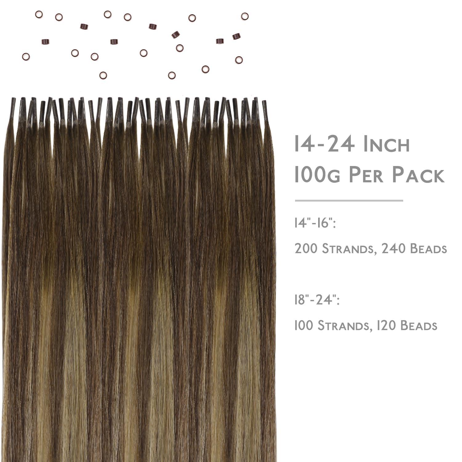 imageWENNALIFE I Tip Hair Extensions Human Hair 50g 50s 18 Inch Dark Brown Remy Itip Human Hair Extensions Invisible Itips Straight I Tips Fusion Extensions Real Human HairI4274 Balayage Chocolate Brown to Caramel Blonde
