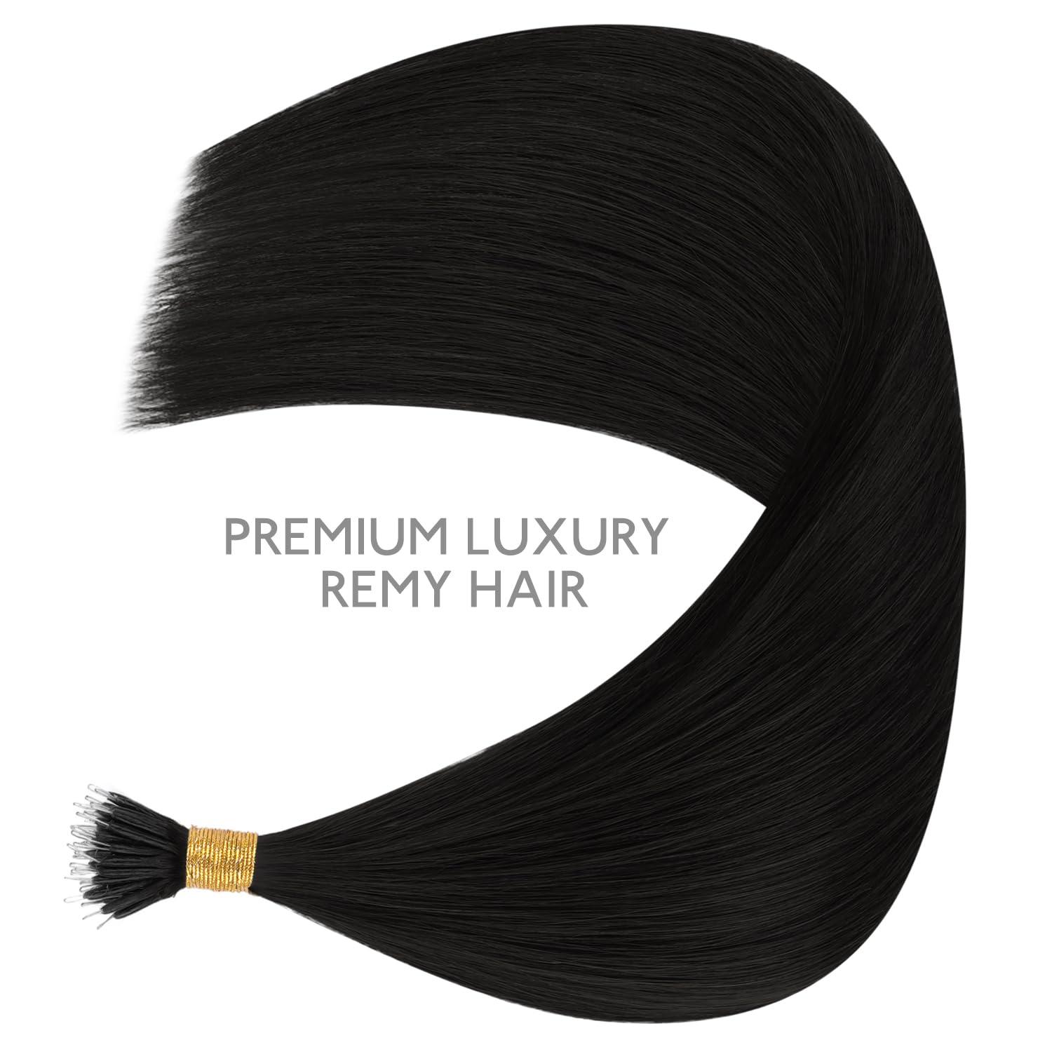 imageWENNALIFE I Tip Hair Extensions Human Hair 50g 50s 18 Inch Dark Brown Remy Itip Human Hair Extensions Invisible Itips Straight I Tips Fusion Extensions Real Human HairN1 Jet Black