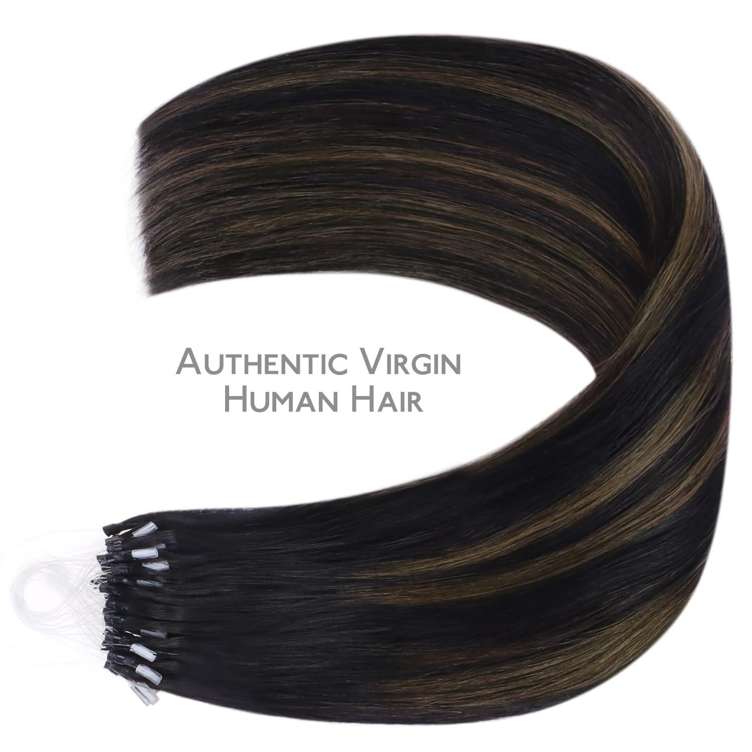 imageWENNALIFE I Tip Hair Extensions Human Hair 50g 50s 18 Inch Platinum Blonde Remy Itip Human Hair Extensions Invisible Itips Straight I Tips Fusion Extensions Real Human HairM1B61B Balayage Natural Black to Chestnut Brown