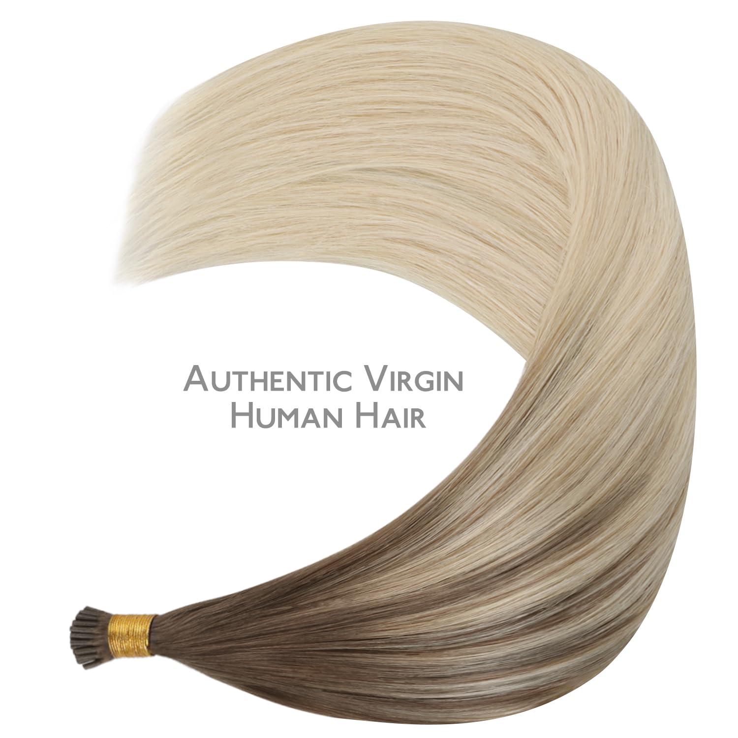 imageWENNALIFE I Tip Hair Extensions Human Hair 50g 50s 18 Inch Platinum Blonde Remy Itip Human Hair Extensions Invisible Itips Straight I Tips Fusion Extensions Real Human HairI960 Ombre Sandy Brown to Platinum Blonde