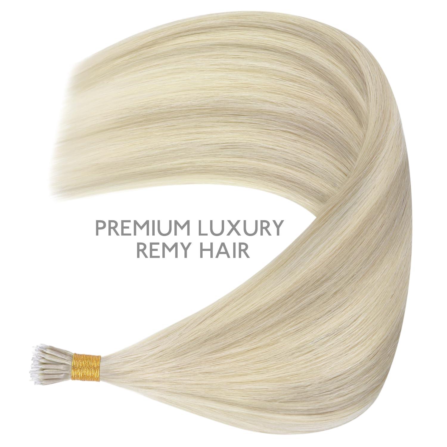 imageWENNALIFE I Tip Hair Extensions Human Hair 50g 50s 18 Inch Platinum Blonde Remy Itip Human Hair Extensions Invisible Itips Straight I Tips Fusion Extensions Real Human HairN17A60A Ash Blonde Highlighted Platinum Blonde