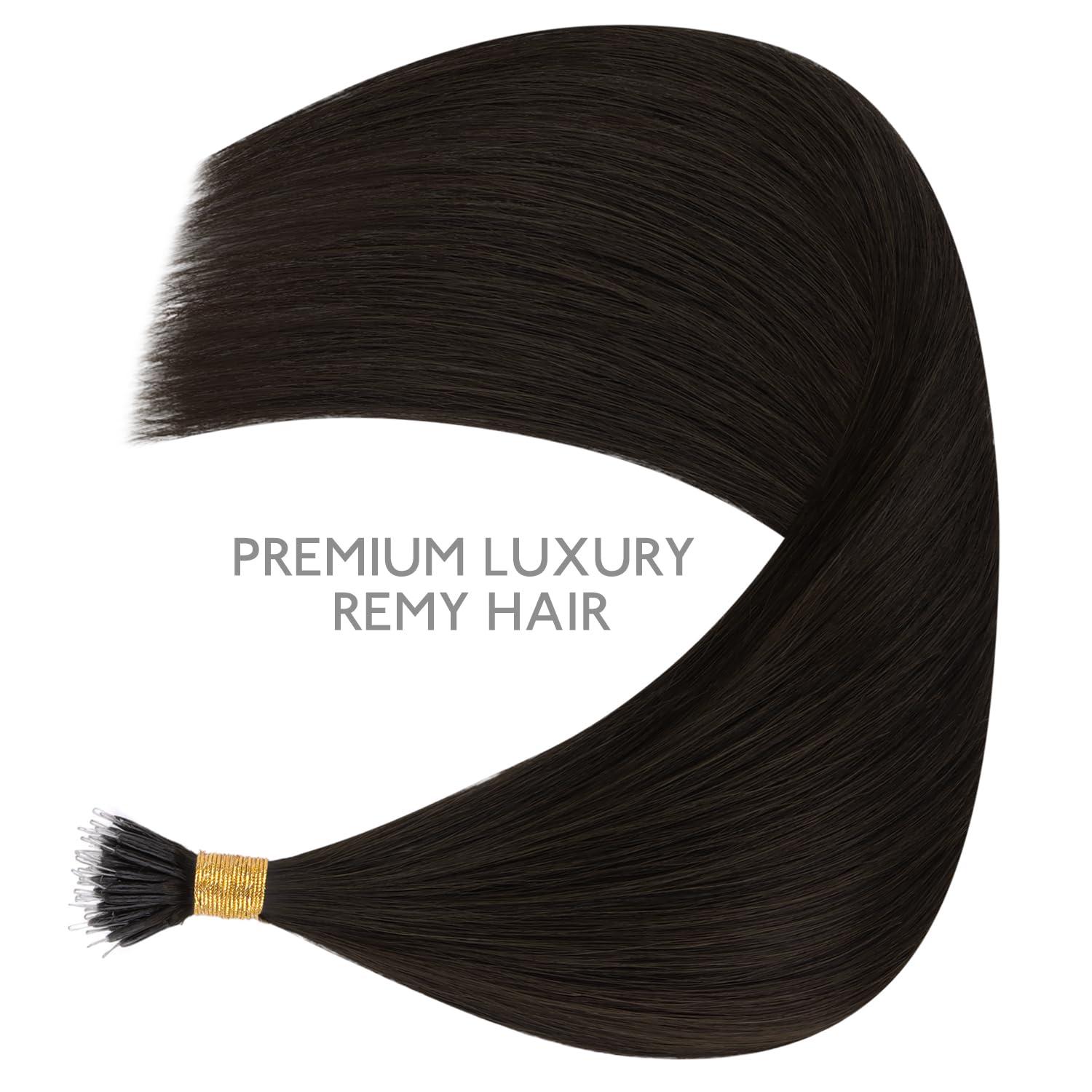 imageWENNALIFE I Tip Hair Extensions Human Hair 50g 50s 18 Inch Platinum Blonde Remy Itip Human Hair Extensions Invisible Itips Straight I Tips Fusion Extensions Real Human HairN2 Dark Brown