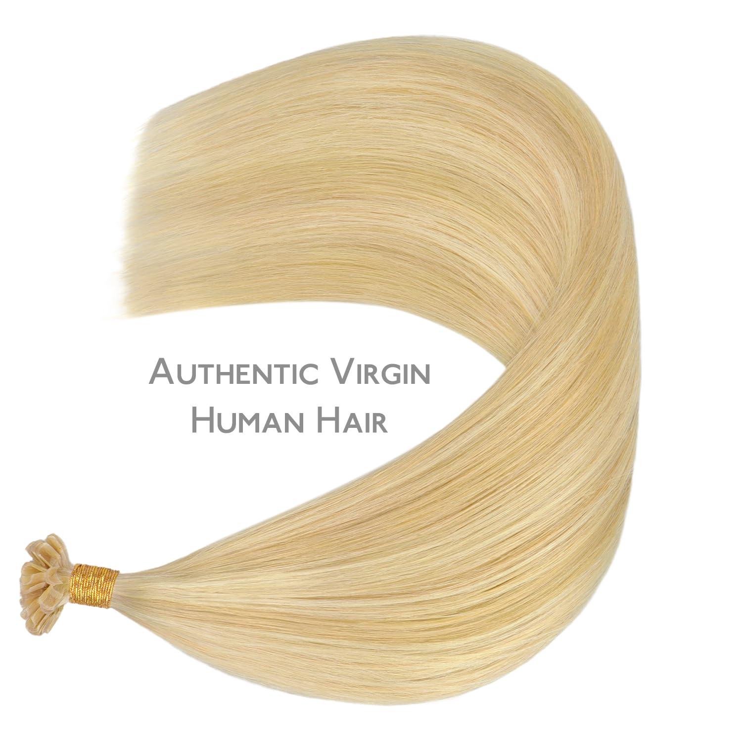 imageWENNALIFE I Tip Hair Extensions Human Hair 50g 50s 18 Inch Platinum Blonde Remy Itip Human Hair Extensions Invisible Itips Straight I Tips Fusion Extensions Real Human HairU1622 Light Blonde Highlighted Golden Blonde