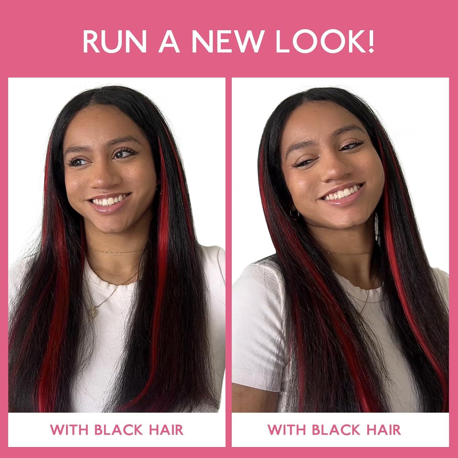 imageWENNALIFE Red Clip in Hair Extensions Real Human Hair 35g 6pcs 16 Inch Colored Hair Extensions for Kids Women Colorful Hair Pieces Popup Style Straight Extensiones De Cabello Humano Con Clip