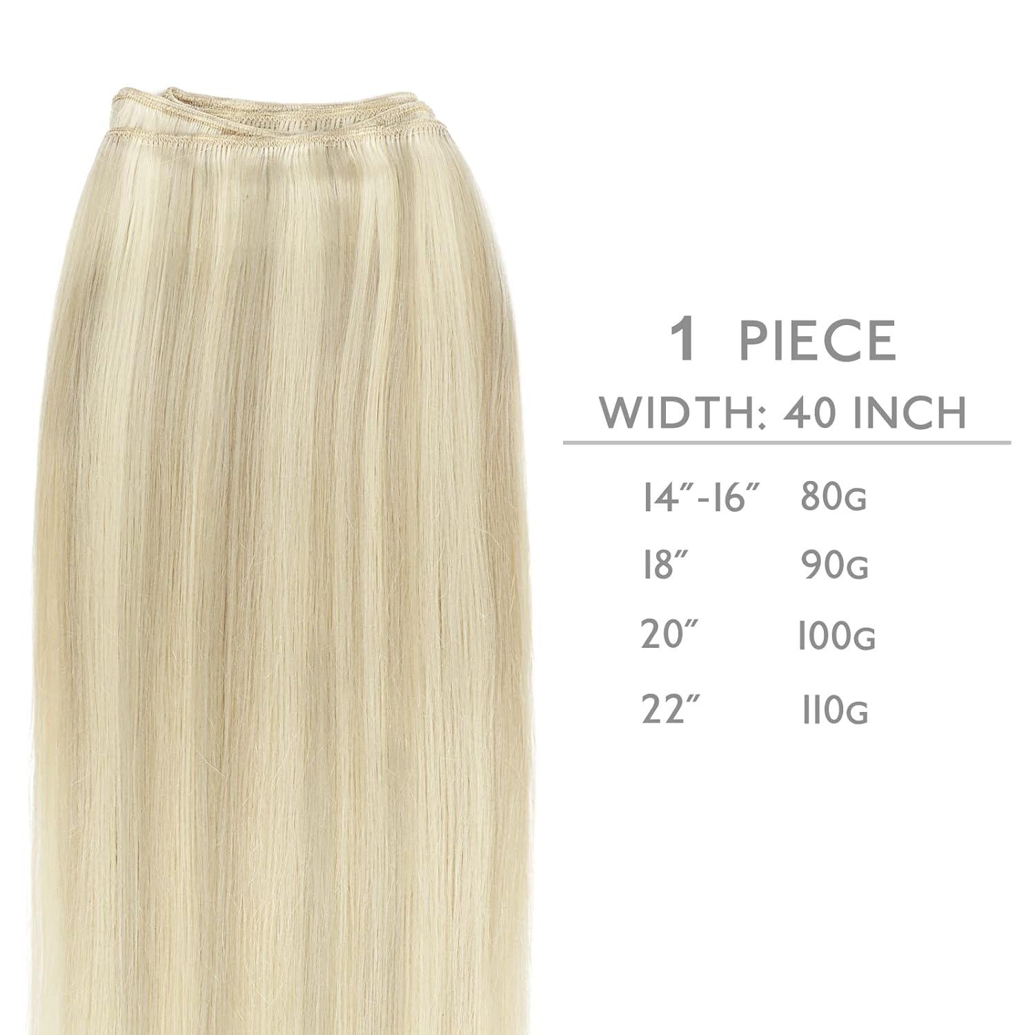 imageWENNALIFE Sew in Hair Extensions Real Human Hair 18 Inch 90g Ash Blonde Highlighted Platinum Blonde