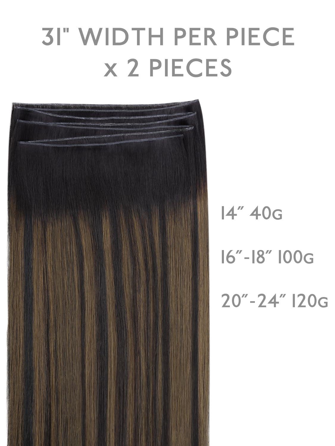 imageWENNALIFE Sew in Hair Extensions Real Human Hair 18 Inch 90g Natural Black Machine Weft Remy Hair Hand Tied Weft Straight Extensiones De Cabello HmanoGe4274 Balayage Chocolate Brown to Caramel Blonde