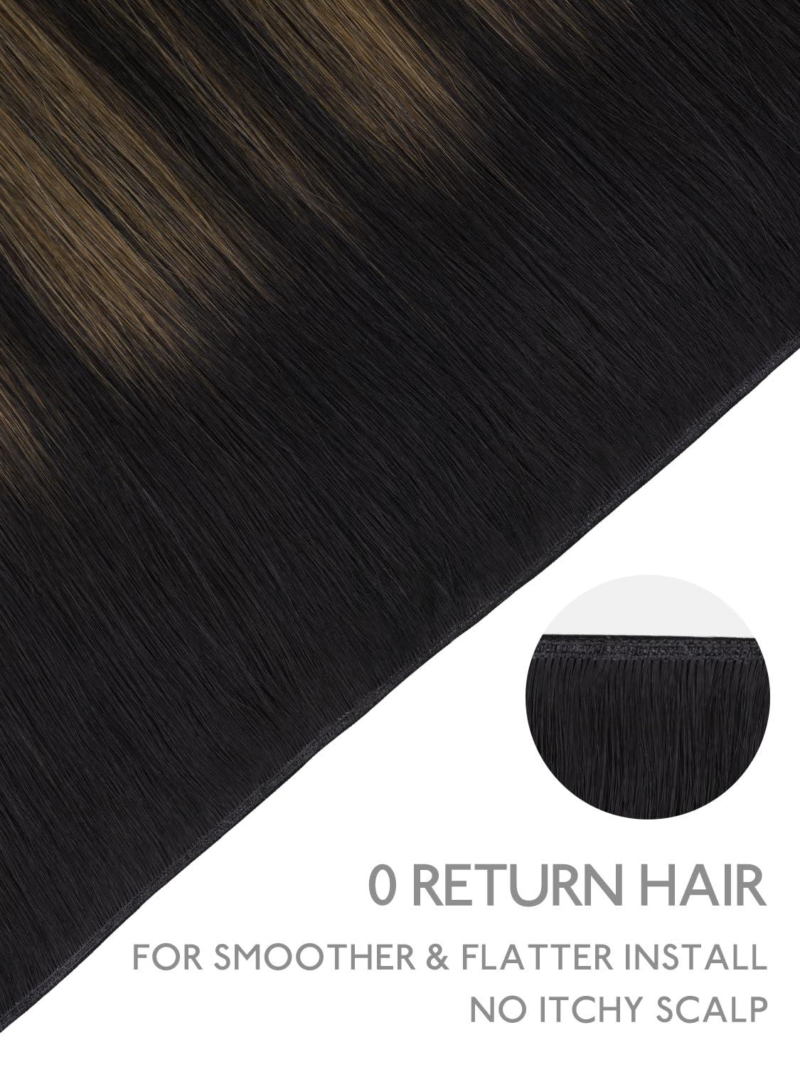imageWENNALIFE Sew in Hair Extensions Real Human Hair 18 Inch 90g Natural Black Machine Weft Remy Hair Hand Tied Weft Straight Extensiones De Cabello Hmano20Ge1B61B Balayage Natural Black to Chestnut Brown
