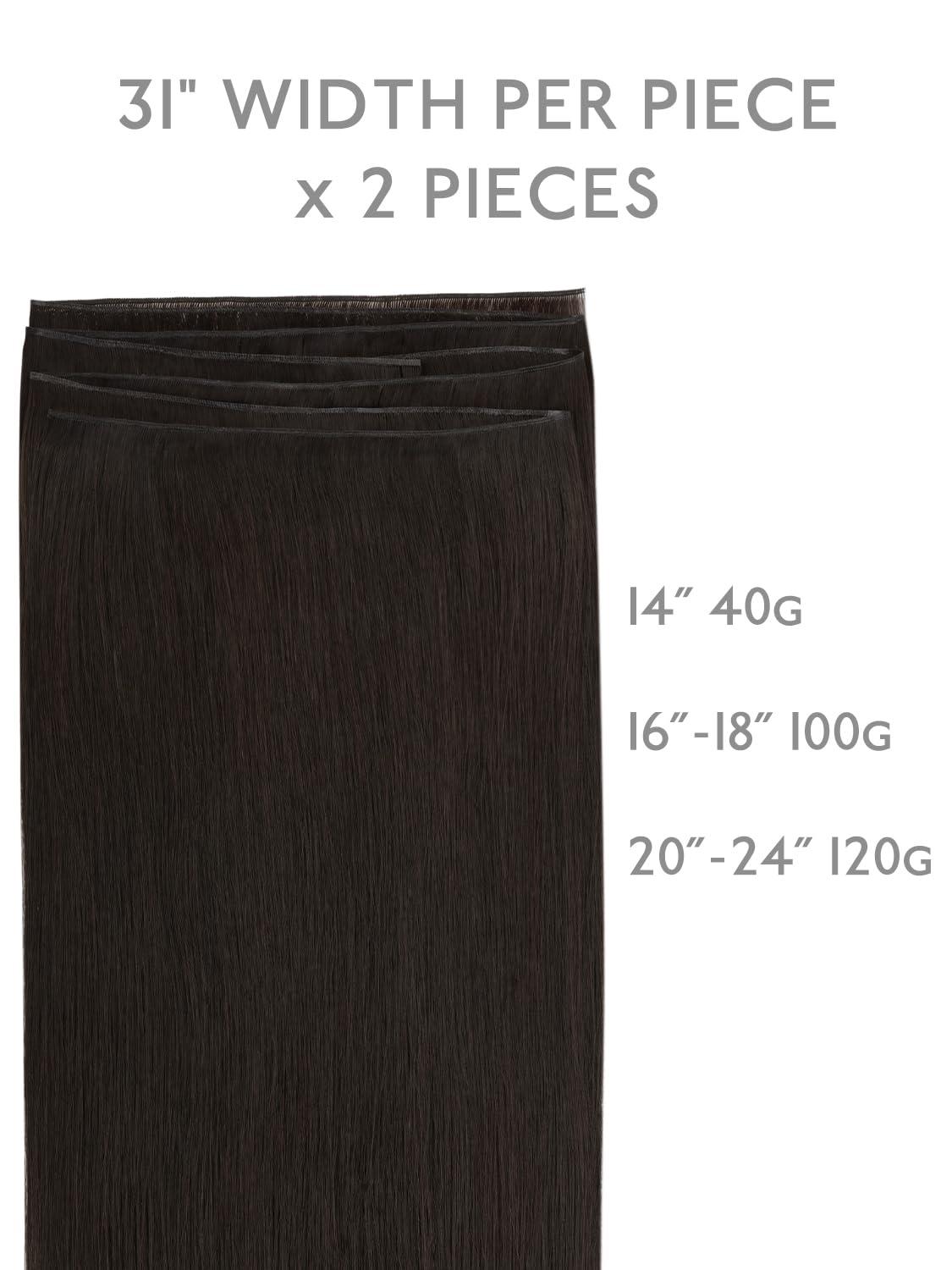 imageWENNALIFE Sew in Hair Extensions Real Human Hair 18 Inch 90g Natural Black Machine Weft Remy Hair Hand Tied Weft Straight Extensiones De Cabello HmanoGe2 Dark Brown