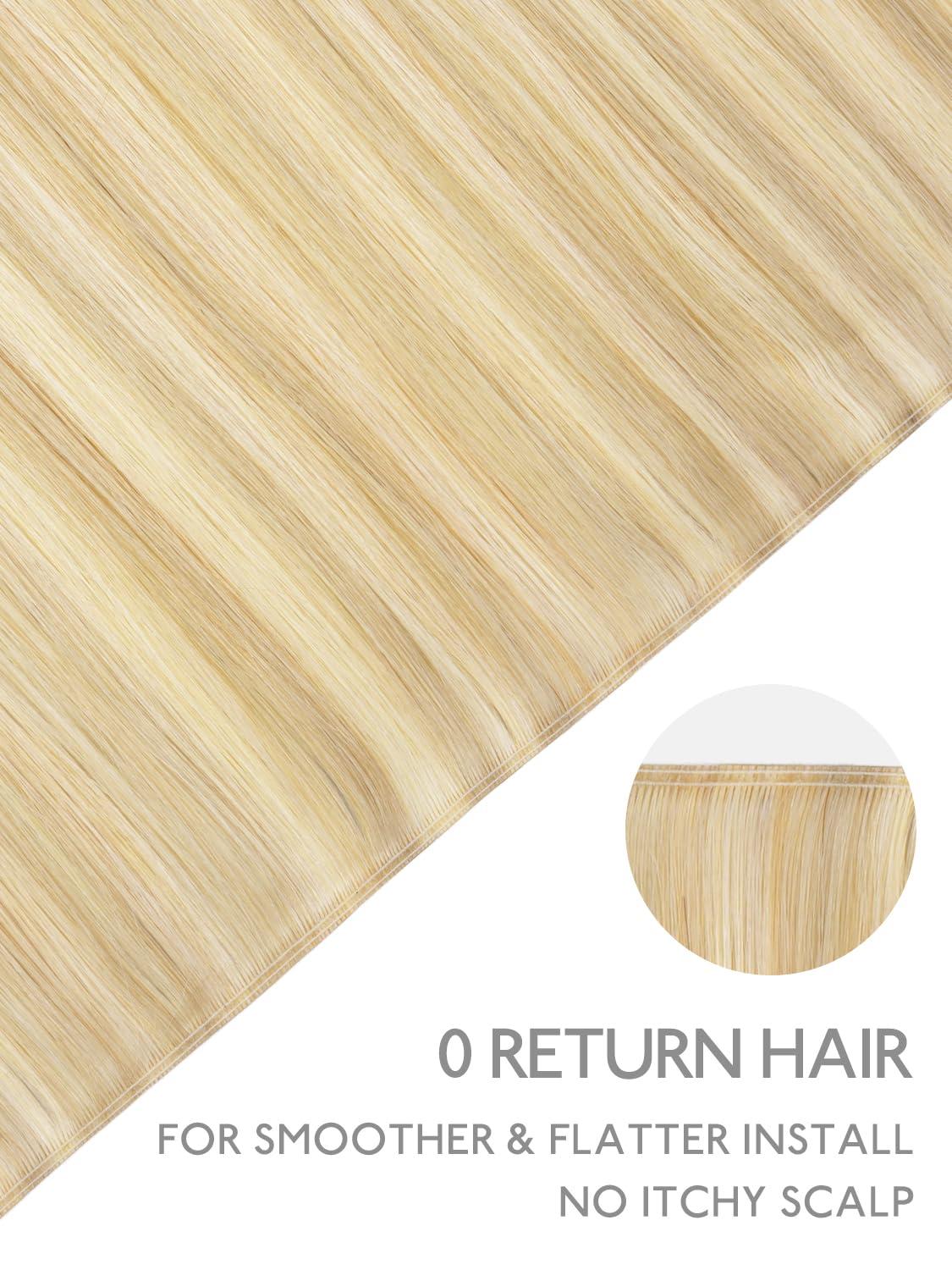 imageWENNALIFE Sew in Hair Extensions Real Human Hair 18 Inch 90g Natural Black Machine Weft Remy Hair Hand Tied Weft Straight Extensiones De Cabello Hmano20Ge1622 Light Blonde Highlighted Golden Blonde