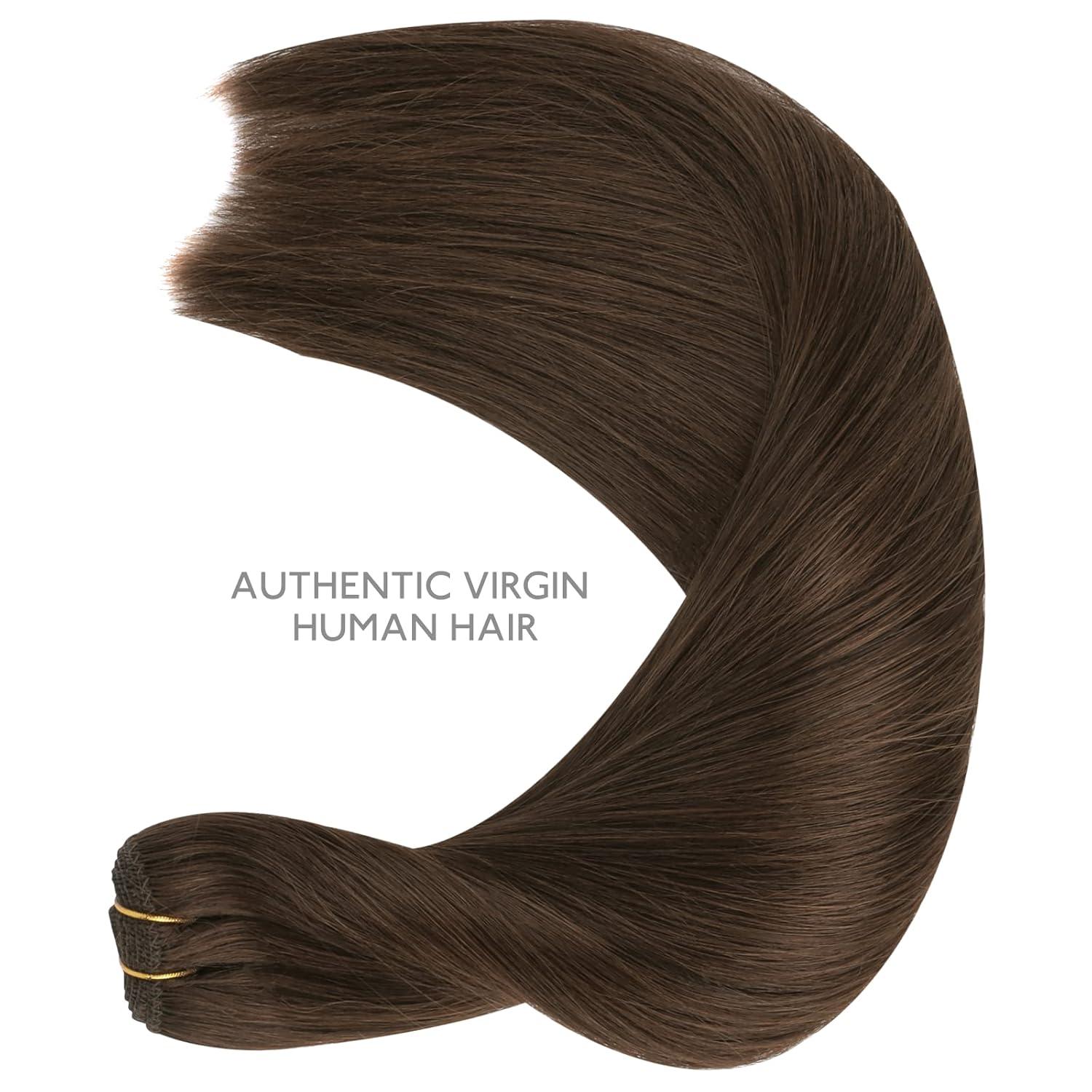 imageWENNALIFE Sew in Hair Extensions Real Human Hair 18 Inch 90g Natural Black Machine Weft Remy Hair Hand Tied Weft Straight Extensiones De Cabello Hmano4 Chocolate Brown