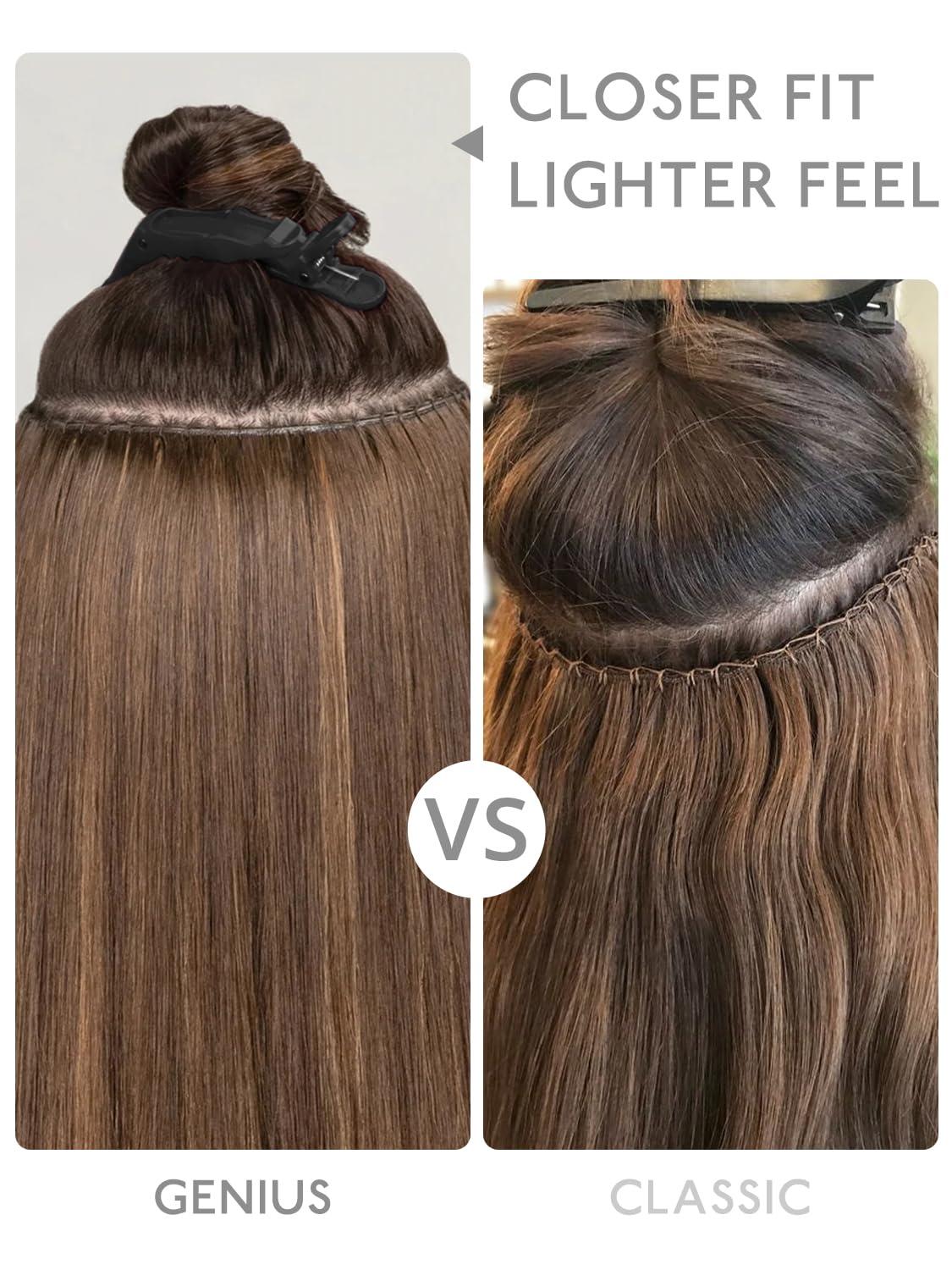 imageWENNALIFE Sew in Hair Extensions Real Human Hair 18 Inch 90g Natural Black Machine Weft Remy Hair Hand Tied Weft Straight Extensiones De Cabello HmanoGe1622 Light Blonde Highlighted Golden Blonde