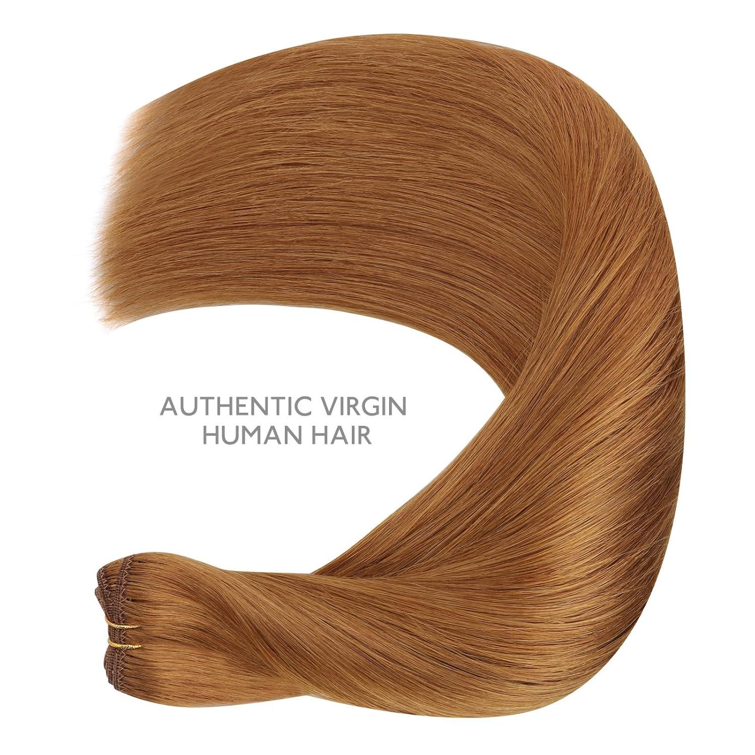 imageWENNALIFE Sew in Hair Extensions Real Human Hair 18 Inch 90g Natural Black Machine Weft Remy Hair Hand Tied Weft Straight Extensiones De Cabello Hmano30 Auburn Ginger