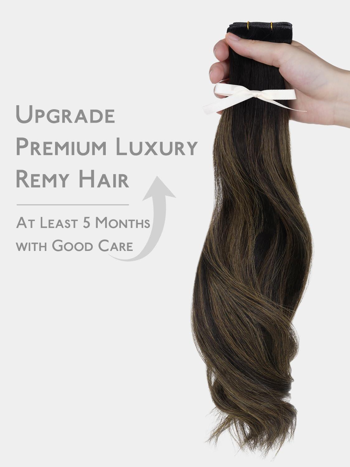 imageWENNALIFE Sew in Hair Extensions Real Human Hair 18 Inch 90g Natural Black Machine Weft Remy Hair Hand Tied Weft Straight Extensiones De Cabello Hmano20Ge1B61B Balayage Natural Black to Chestnut Brown