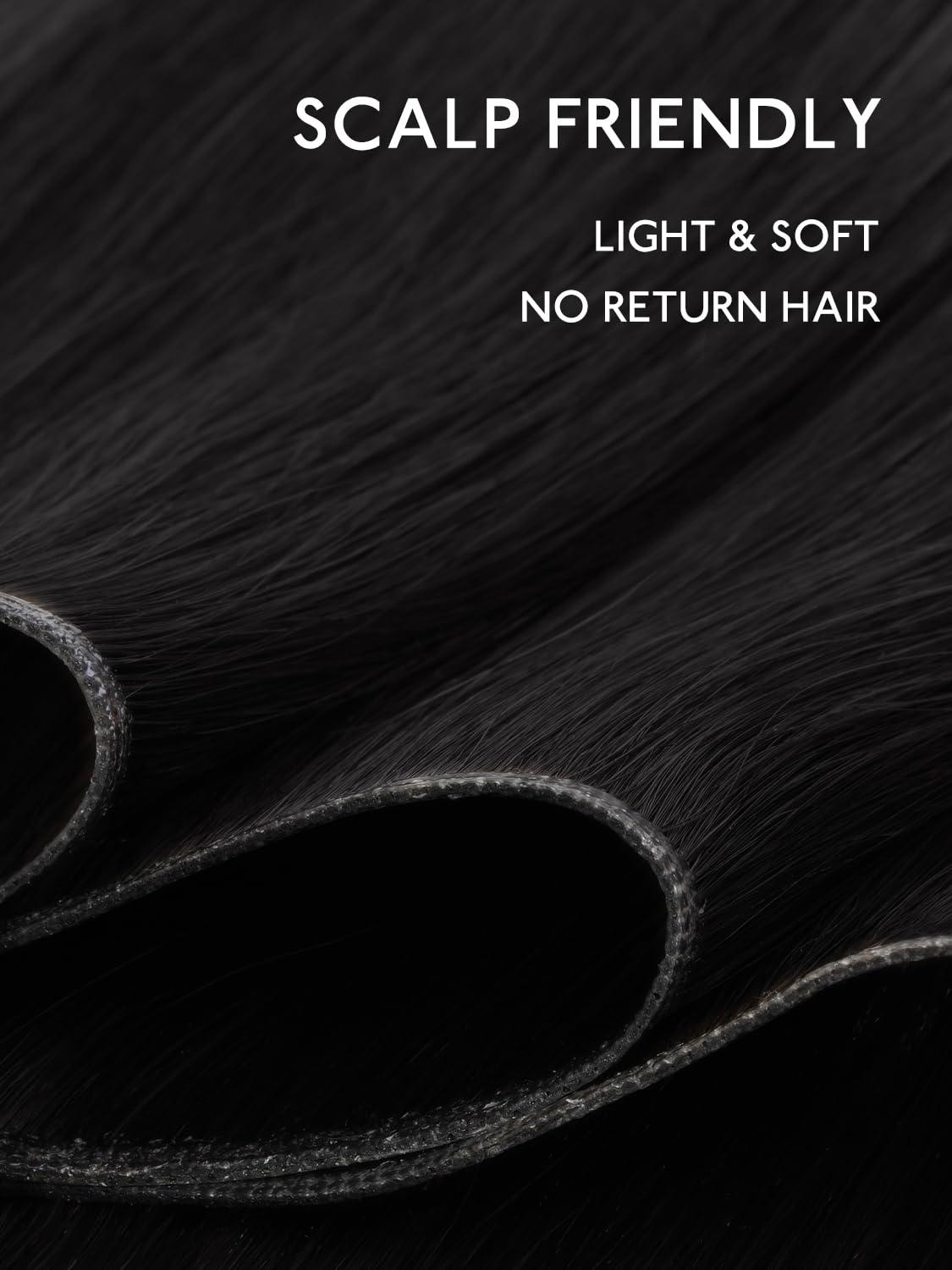 imageWENNALIFE Sew in Hair Extensions Real Human Hair 18 Inch 90g Natural Black Machine Weft Remy Hair Hand Tied Weft Straight Extensiones De Cabello HmanoGe1B61B Balayage Natural Black to Chestnut Brown