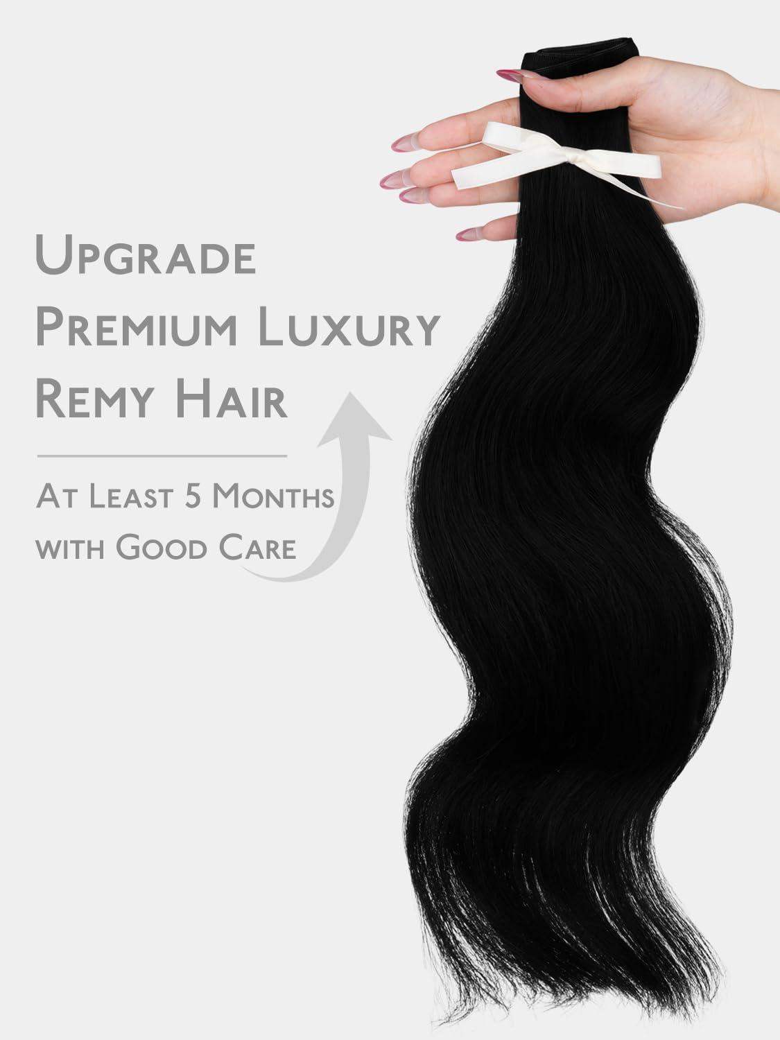 imageWENNALIFE Sew in Hair Extensions Real Human Hair 18 Inch 90g Natural Black Machine Weft Remy Hair Hand Tied Weft Straight Extensiones De Cabello Hmano20Ge1 Jet Black