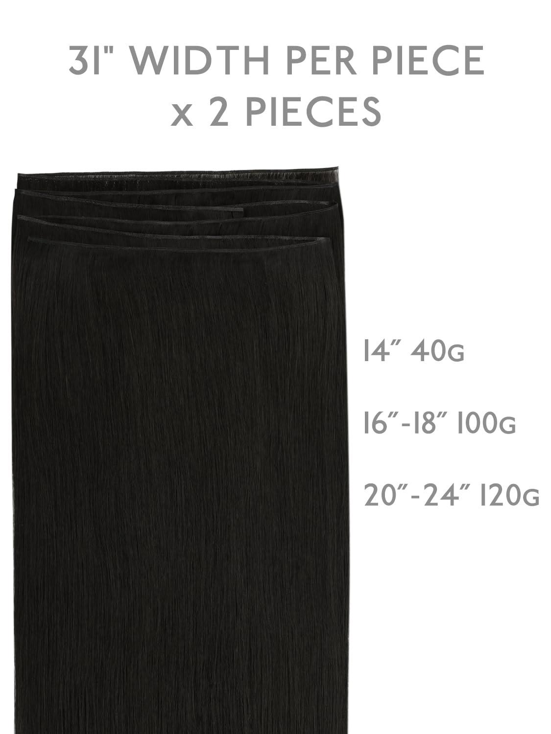 imageWENNALIFE Sew in Hair Extensions Real Human Hair 18 Inch 90g Natural Black Machine Weft Remy Hair Hand Tied Weft Straight Extensiones De Cabello Hmano1B Natural Black