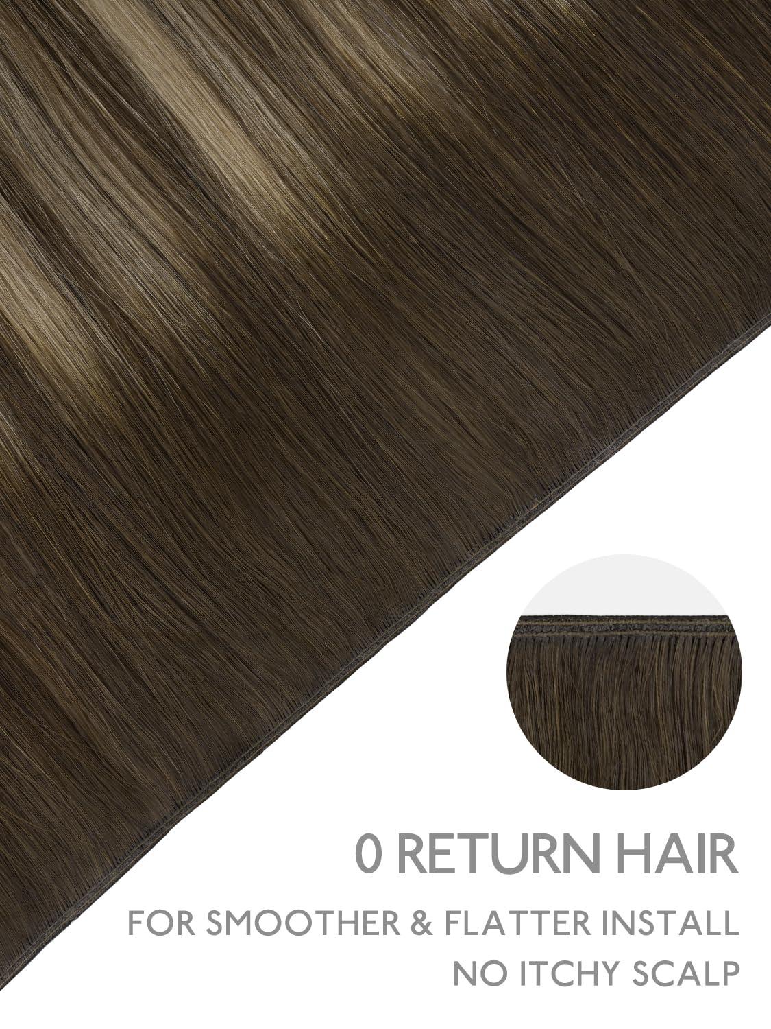 imageWENNALIFE Sew in Hair Extensions Real Human Hair 18 Inch 90g Natural Black Machine Weft Remy Hair Hand Tied Weft Straight Extensiones De Cabello Hmano20Ge4274 Balayage Chocolate Brown to Caramel Blonde
