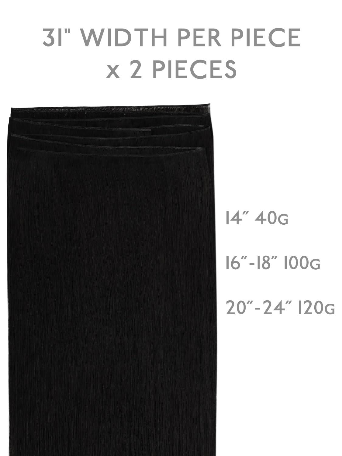 imageWENNALIFE Sew in Hair Extensions Real Human Hair 18 Inch 90g Natural Black Machine Weft Remy Hair Hand Tied Weft Straight Extensiones De Cabello HmanoGe1 Jet Black
