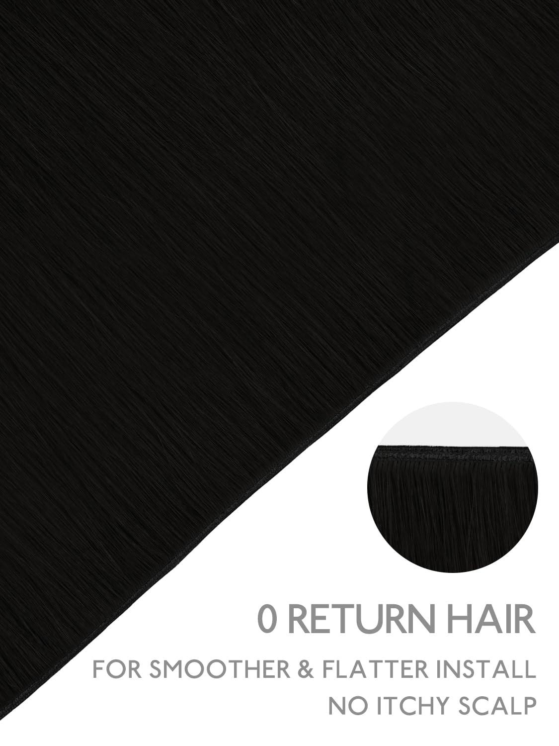 imageWENNALIFE Sew in Hair Extensions Real Human Hair 18 Inch 90g Natural Black Machine Weft Remy Hair Hand Tied Weft Straight Extensiones De Cabello Hmano20Ge1B Natural Black