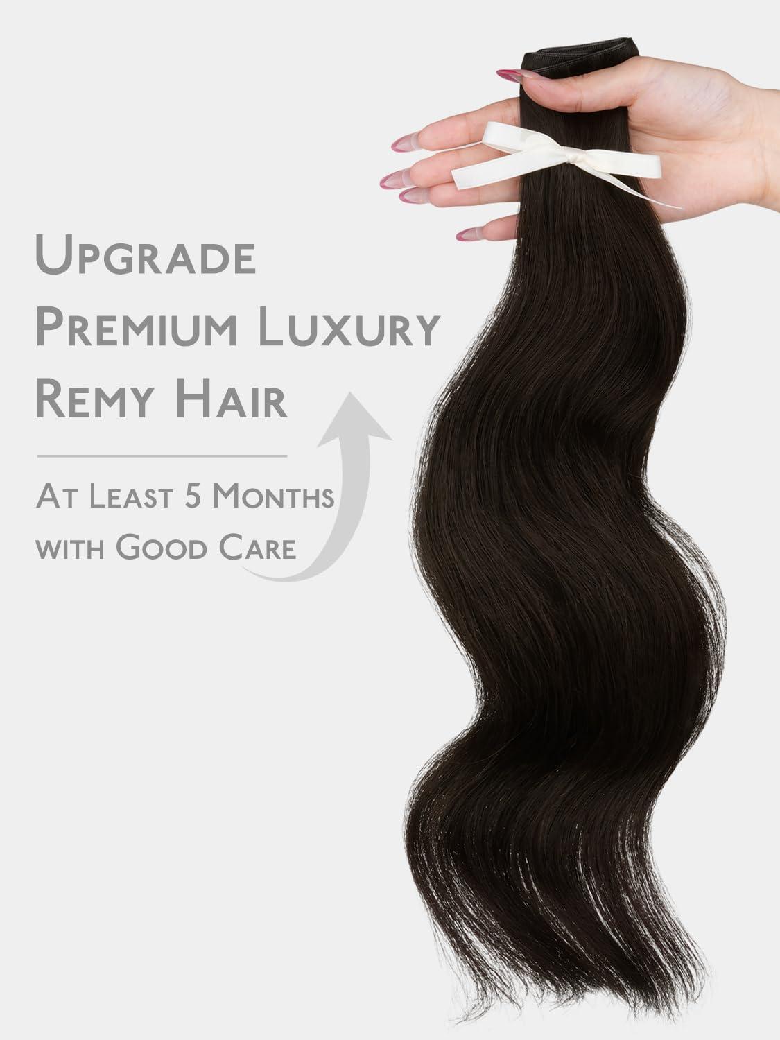 imageWENNALIFE Sew in Hair Extensions Real Human Hair 18 Inch 90g Natural Black Machine Weft Remy Hair Hand Tied Weft Straight Extensiones De Cabello Hmano20Ge2 Dark Brown